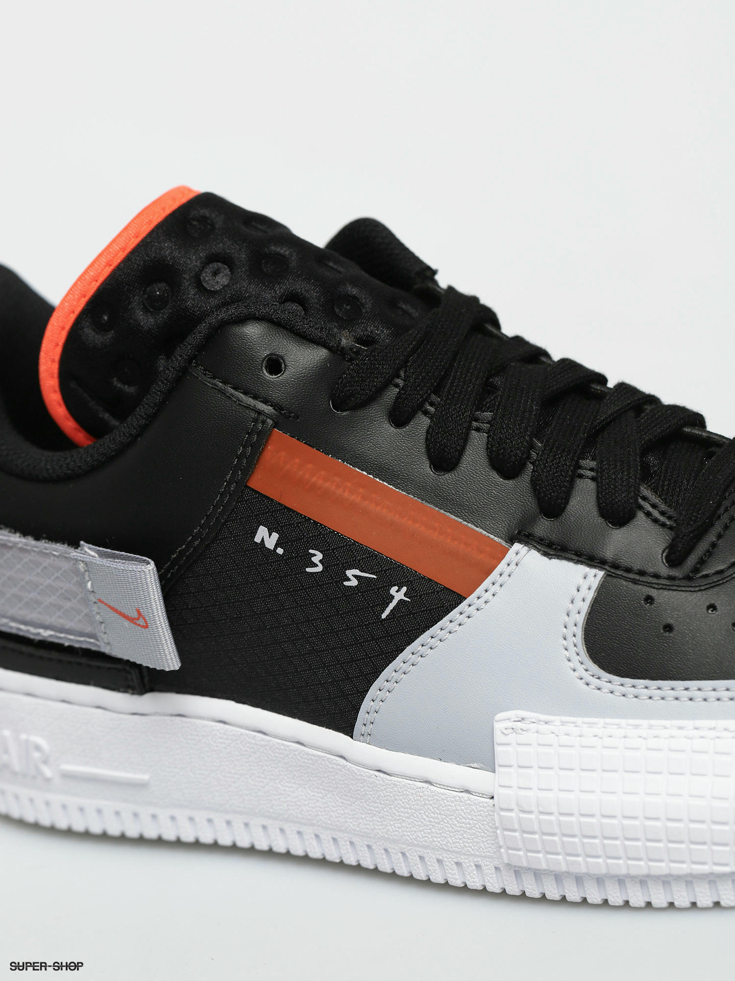 Nike Air Force 1 Type Shoes black hyper crimson wolf grey white