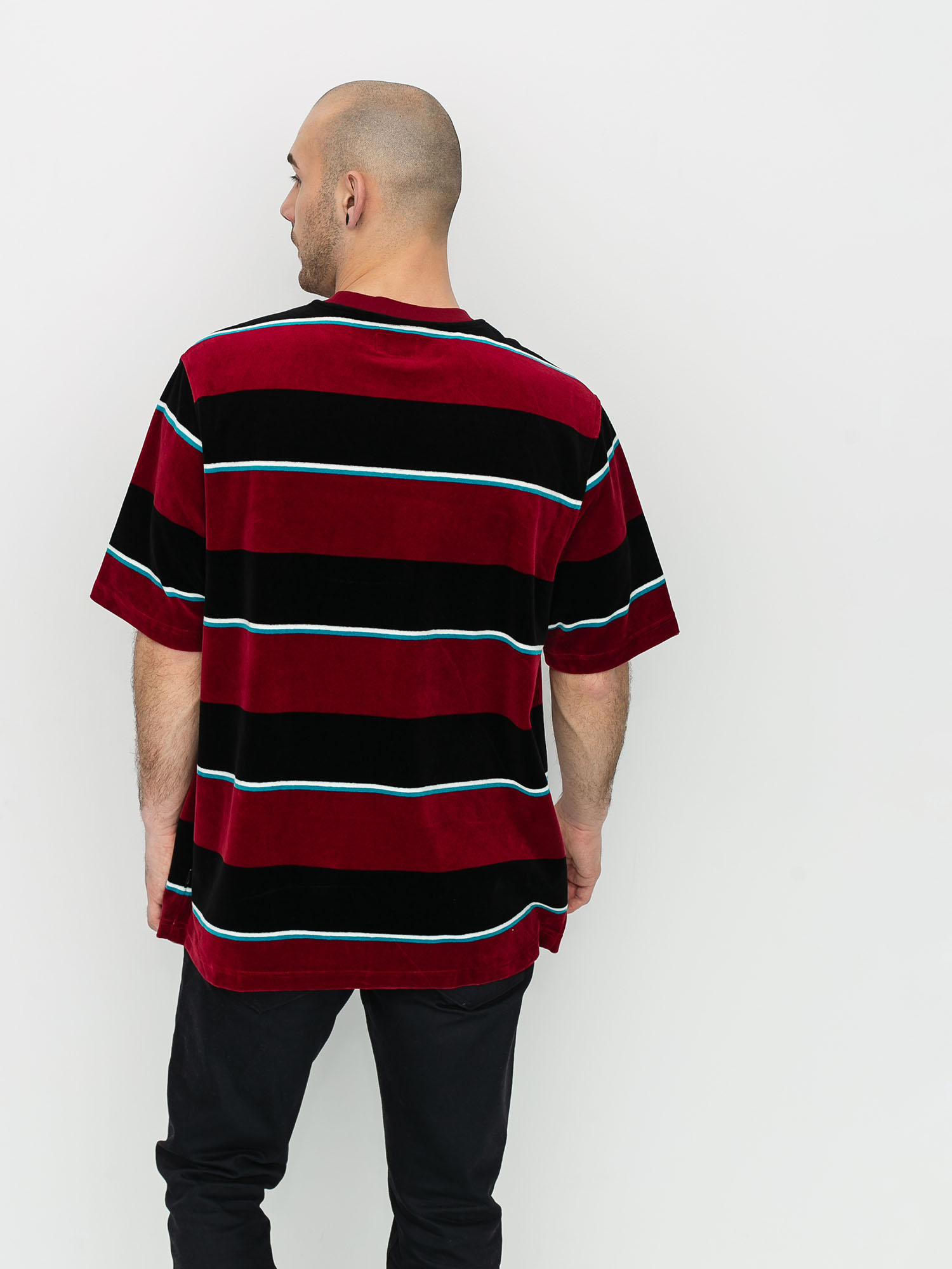 Stussy Velour Stripe T-shirt (wine)