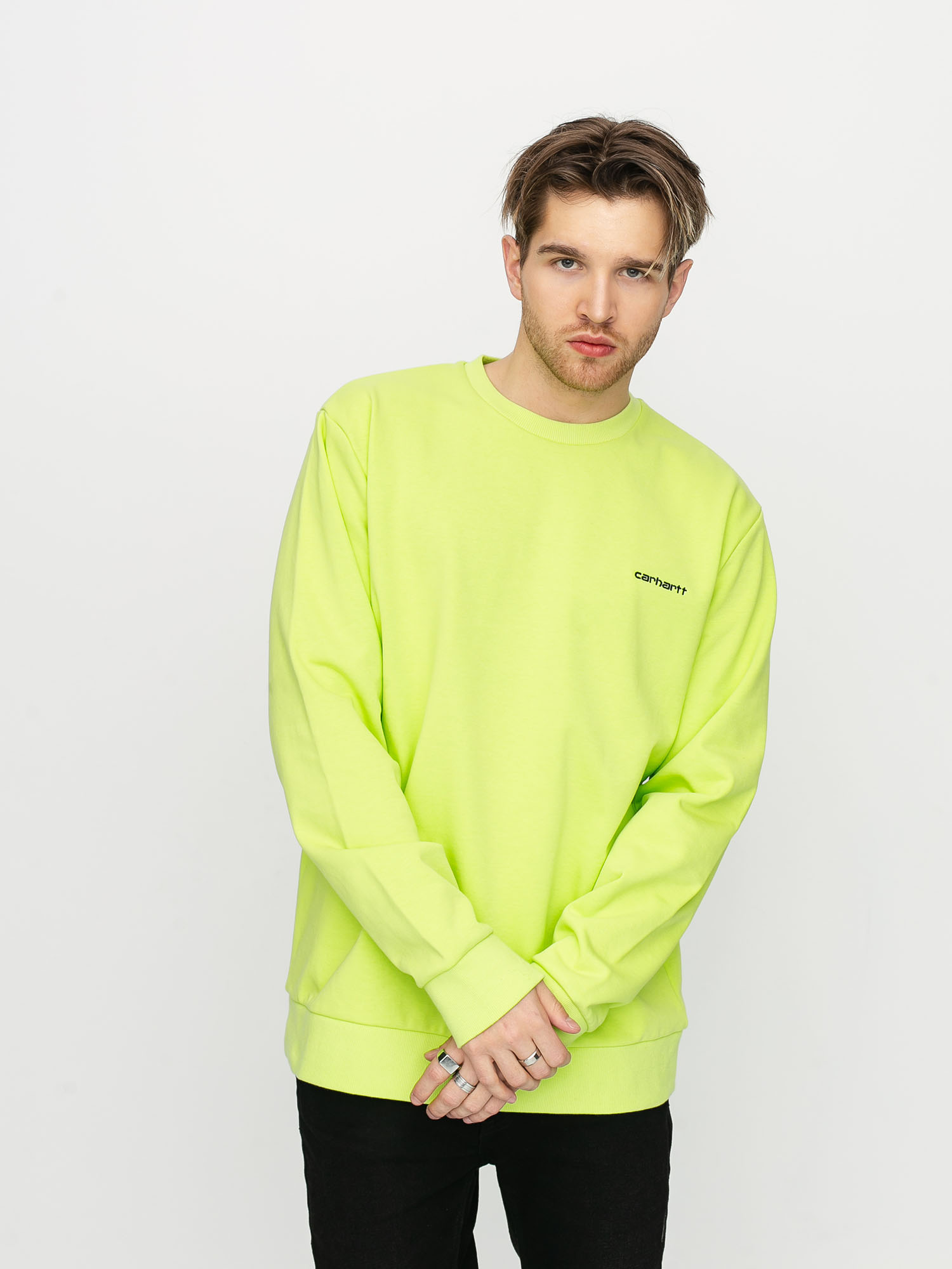 black and lime green sweatshirt