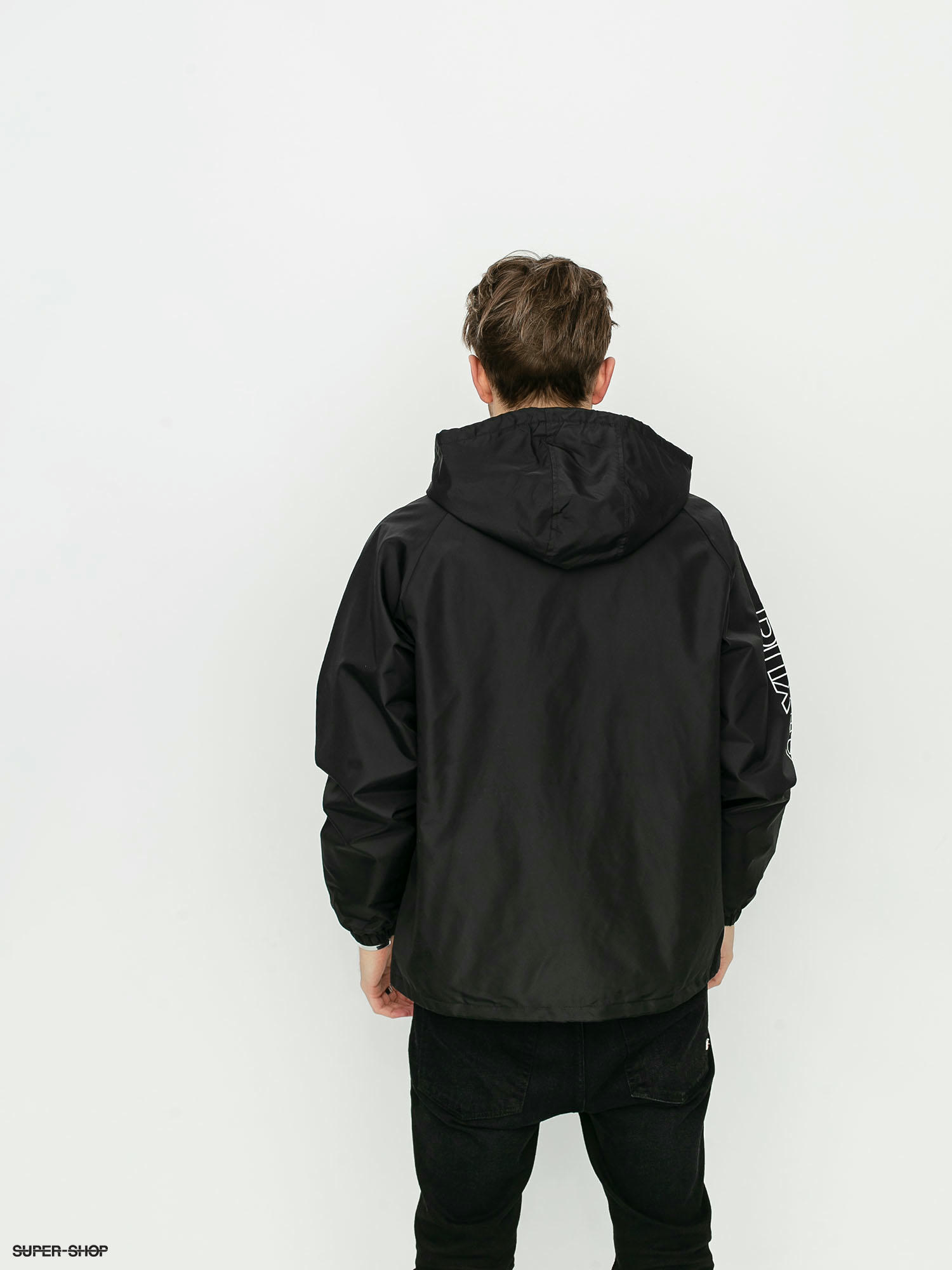 brixton claxton black hooded windbreaker