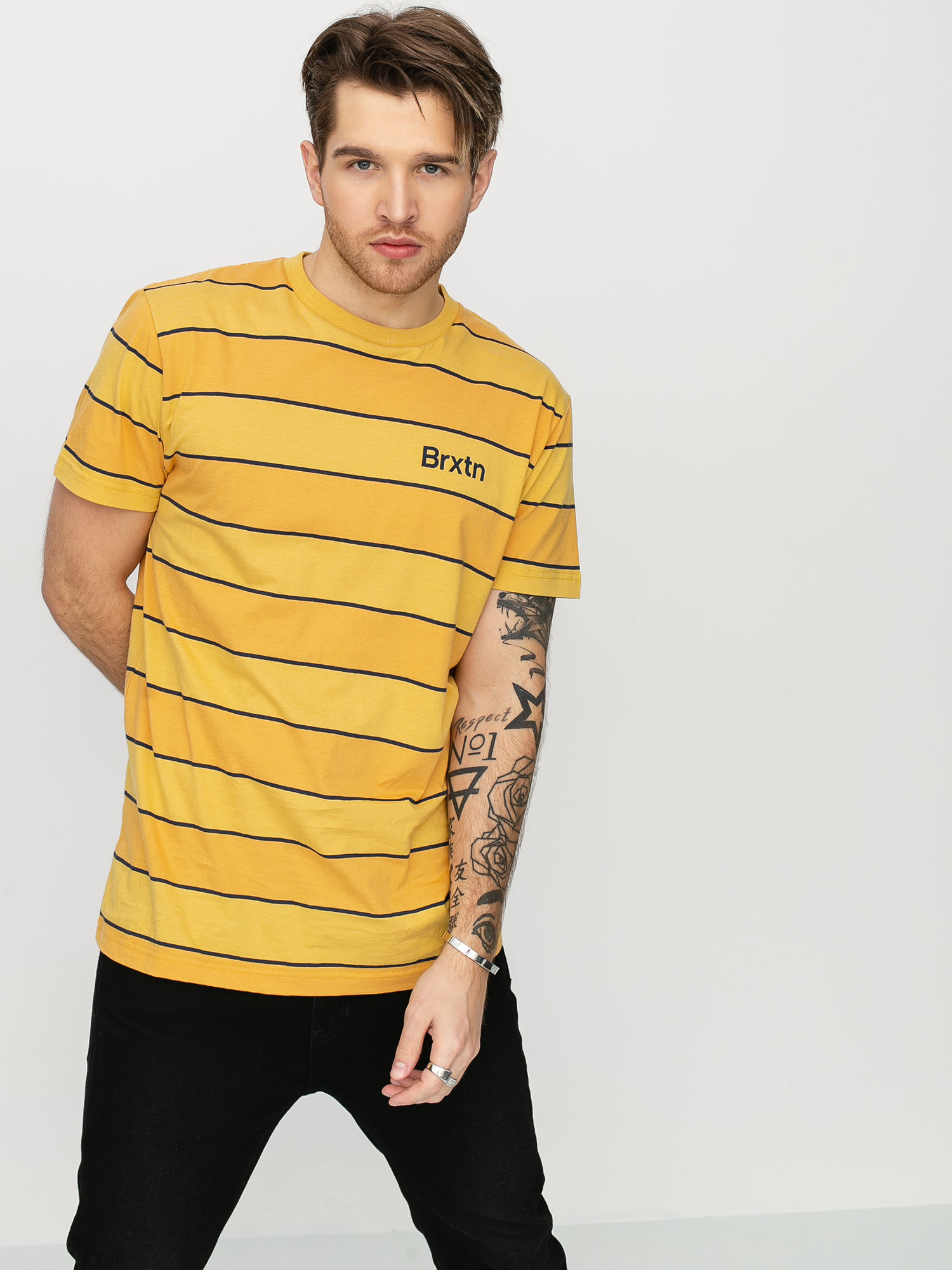 Brixton Hilt Print T-shirt (sunset yellow/washed navy)