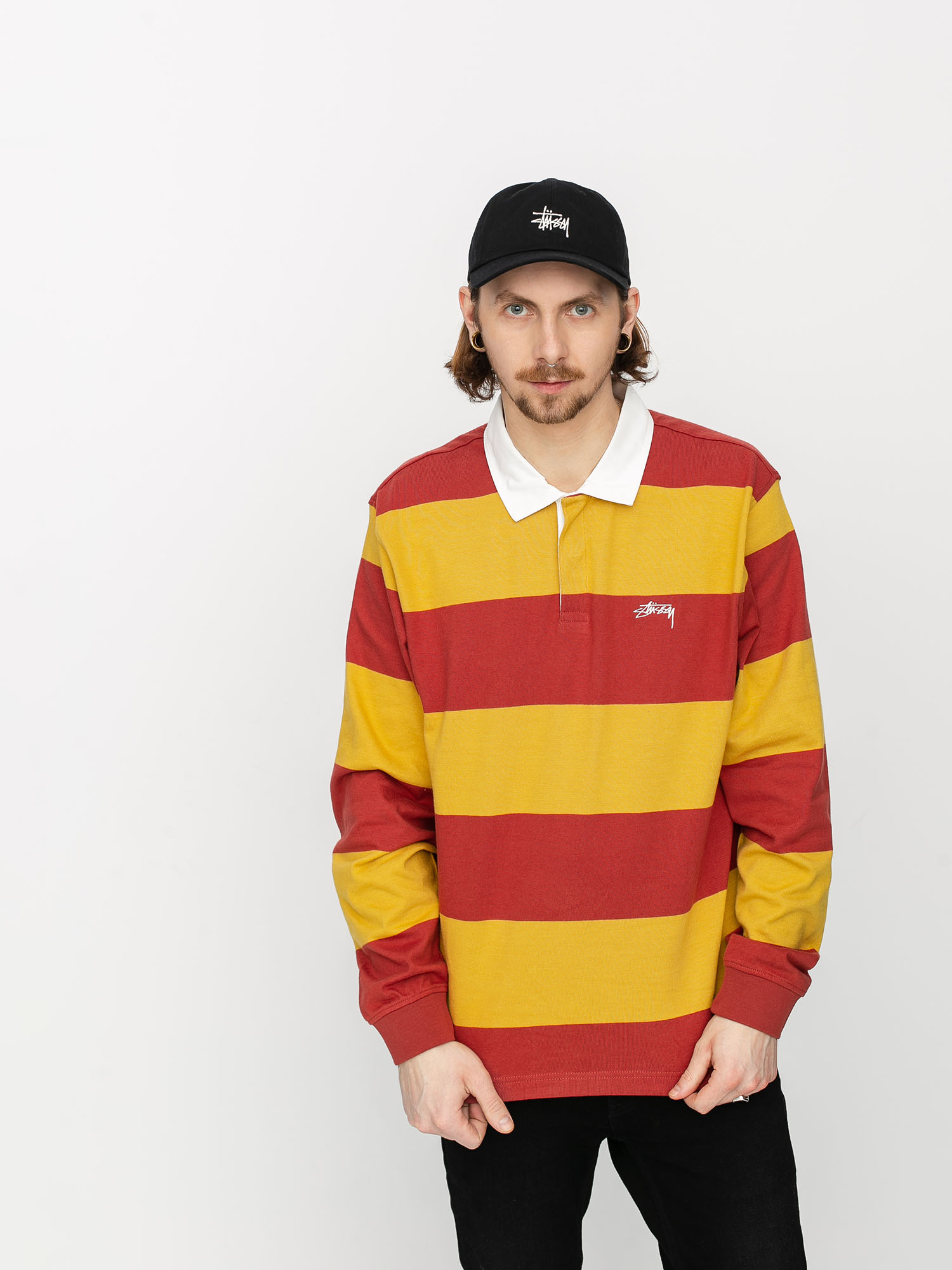 Stussy Classic Stripe Rugby Polo t-shirt (mustard)