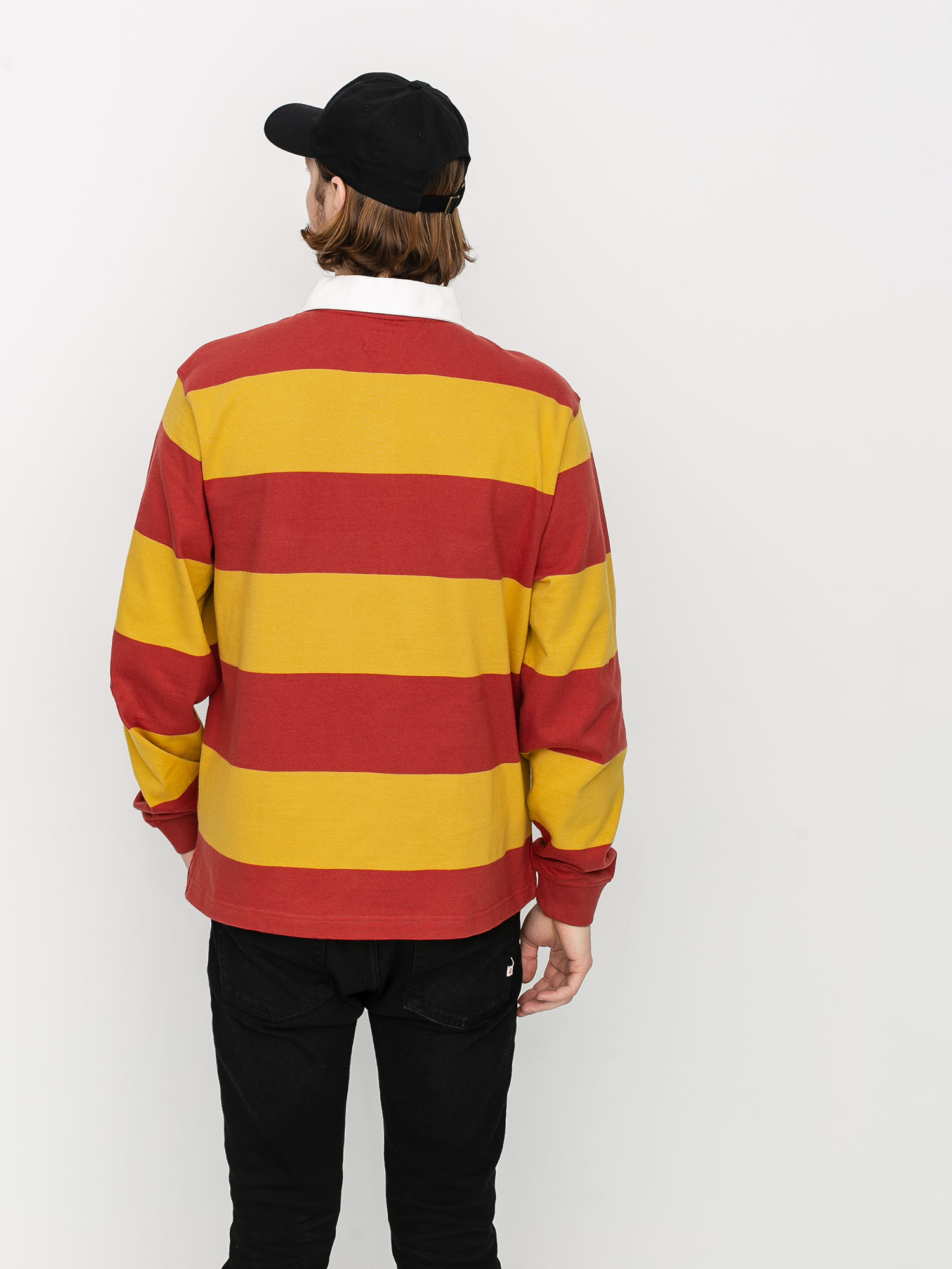 Stussy Classic Stripe Rugby Polo t-shirt - yellow (mustard)