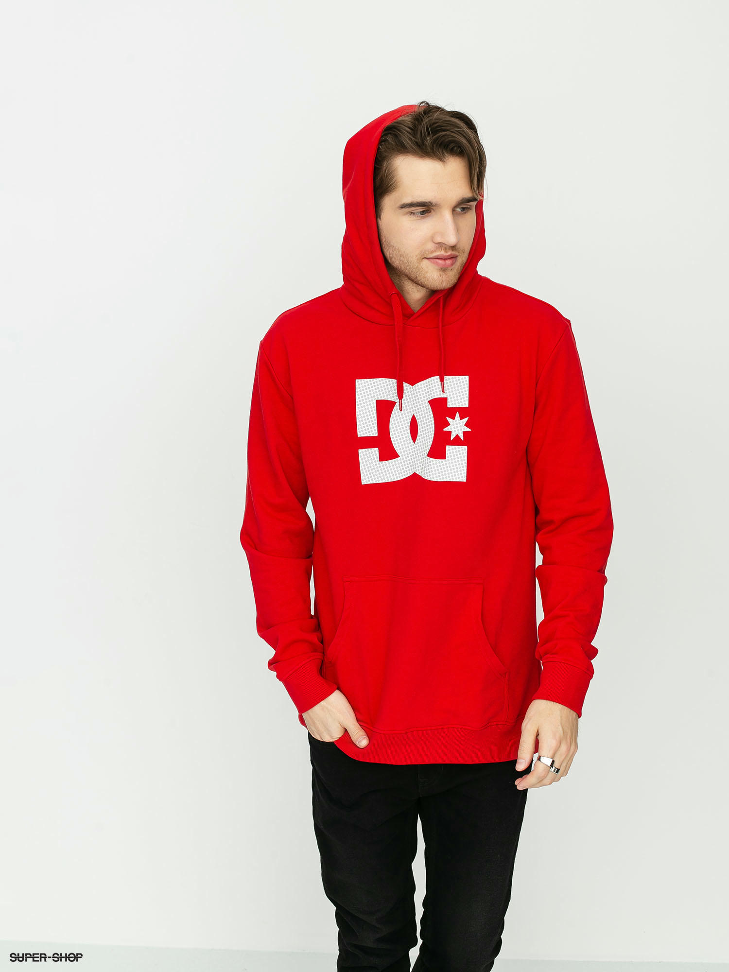 red sweatshirt with white stars