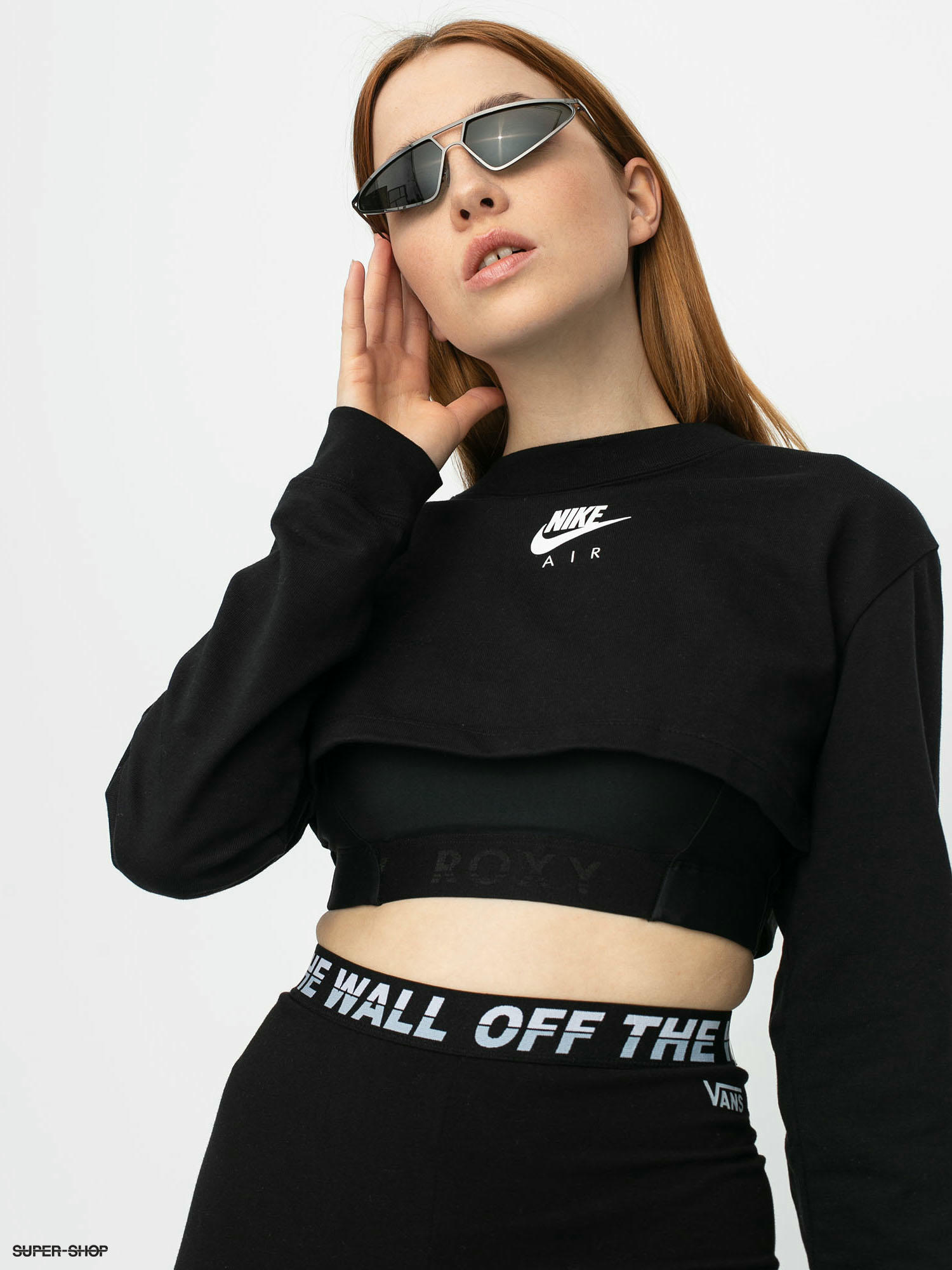 nike air long sleeve black super crop top