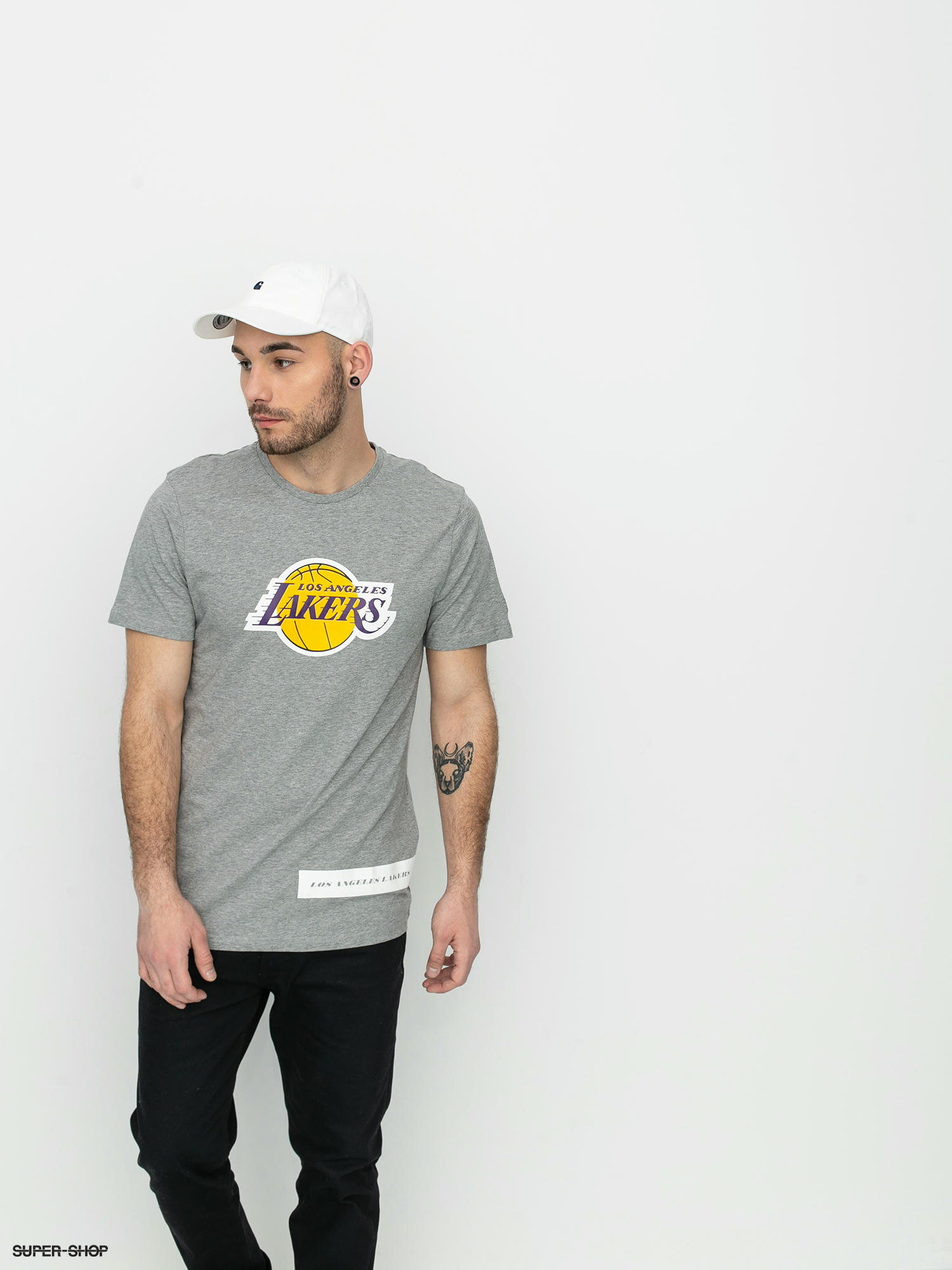 Official New Era LA Lakers NBA Colour Block Sleeve White T-Shirt