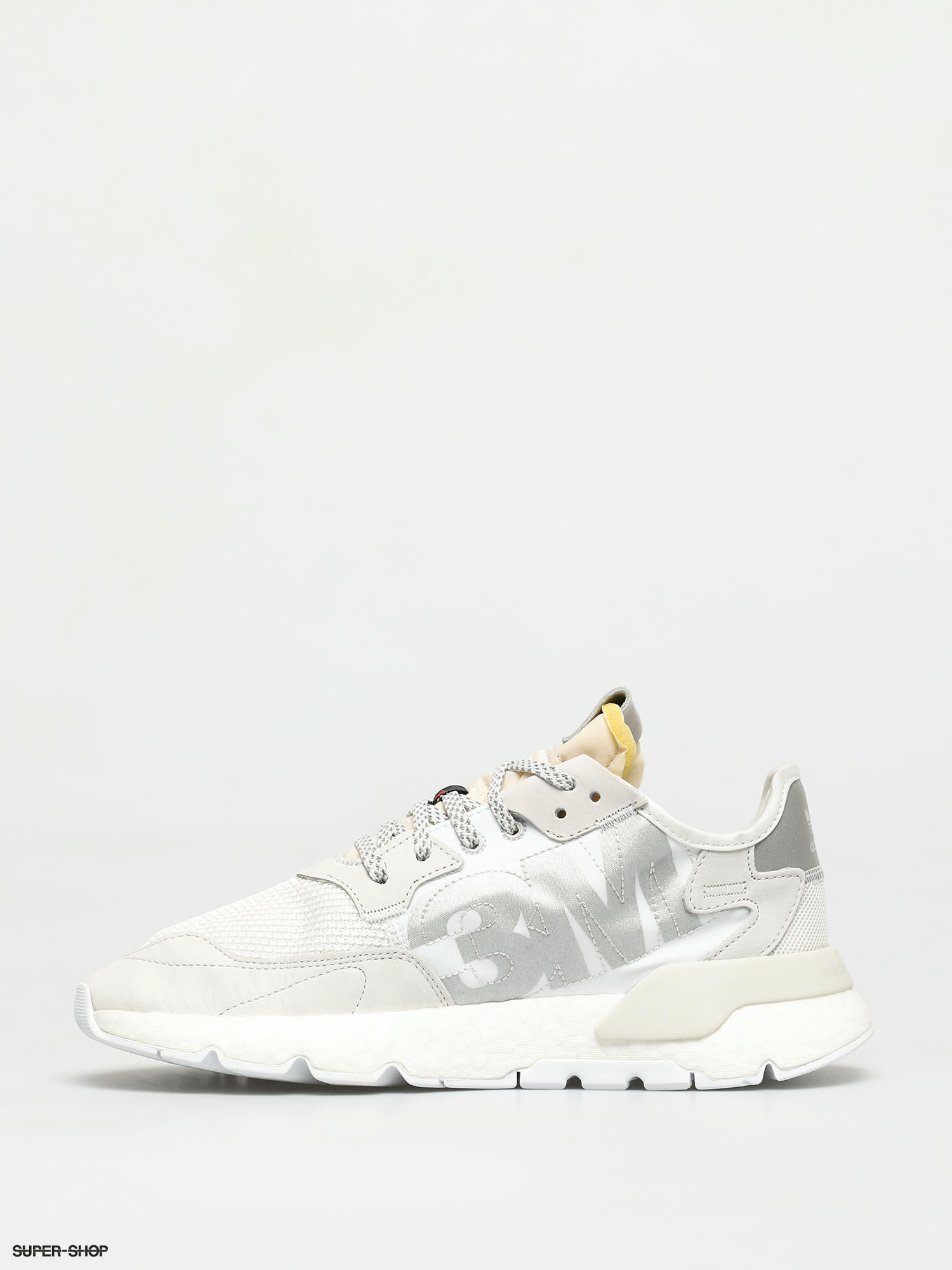 Adidas originals white and hot sale grey nite jogger trainers