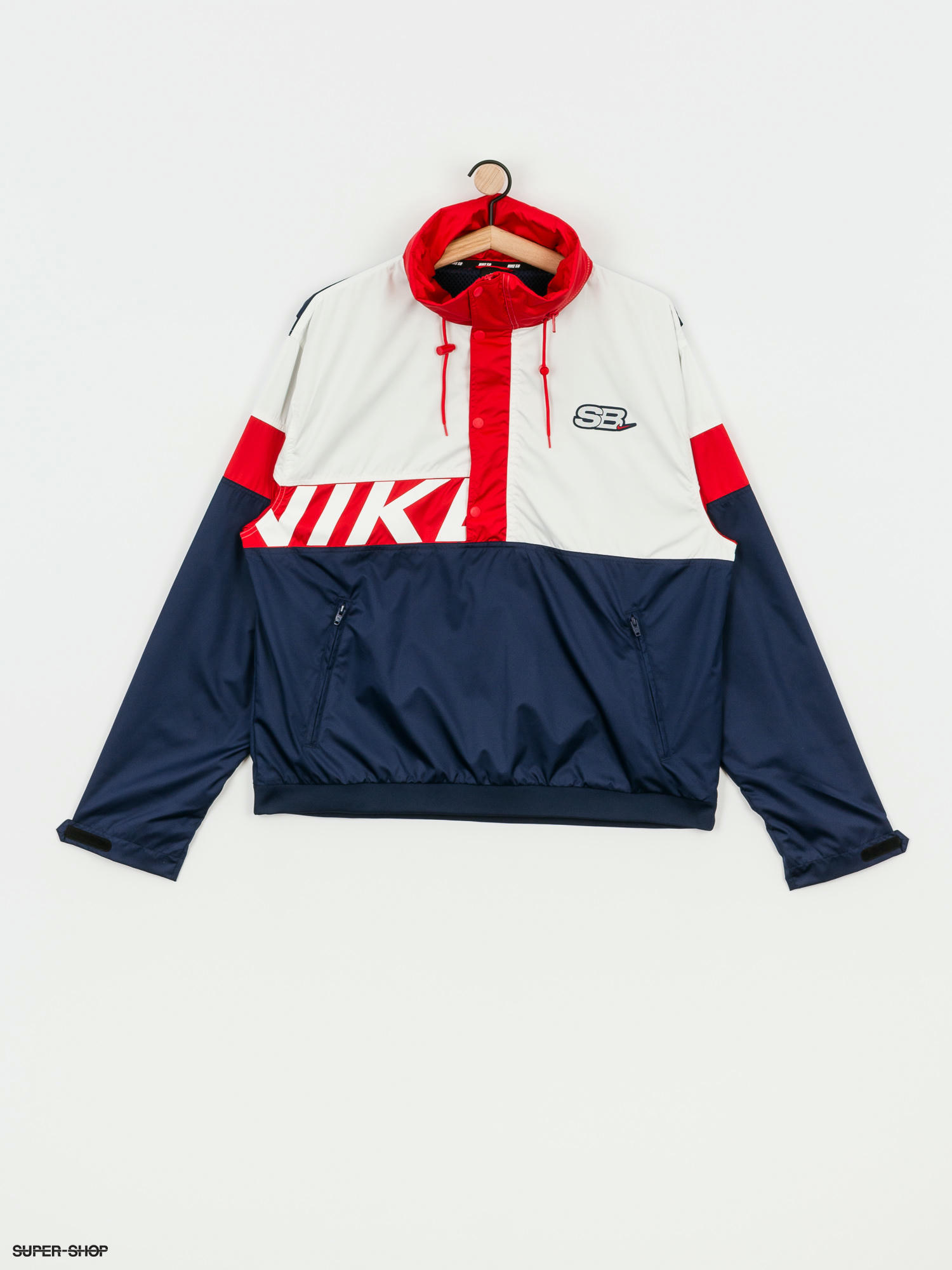 navy blue red and white nike shirt