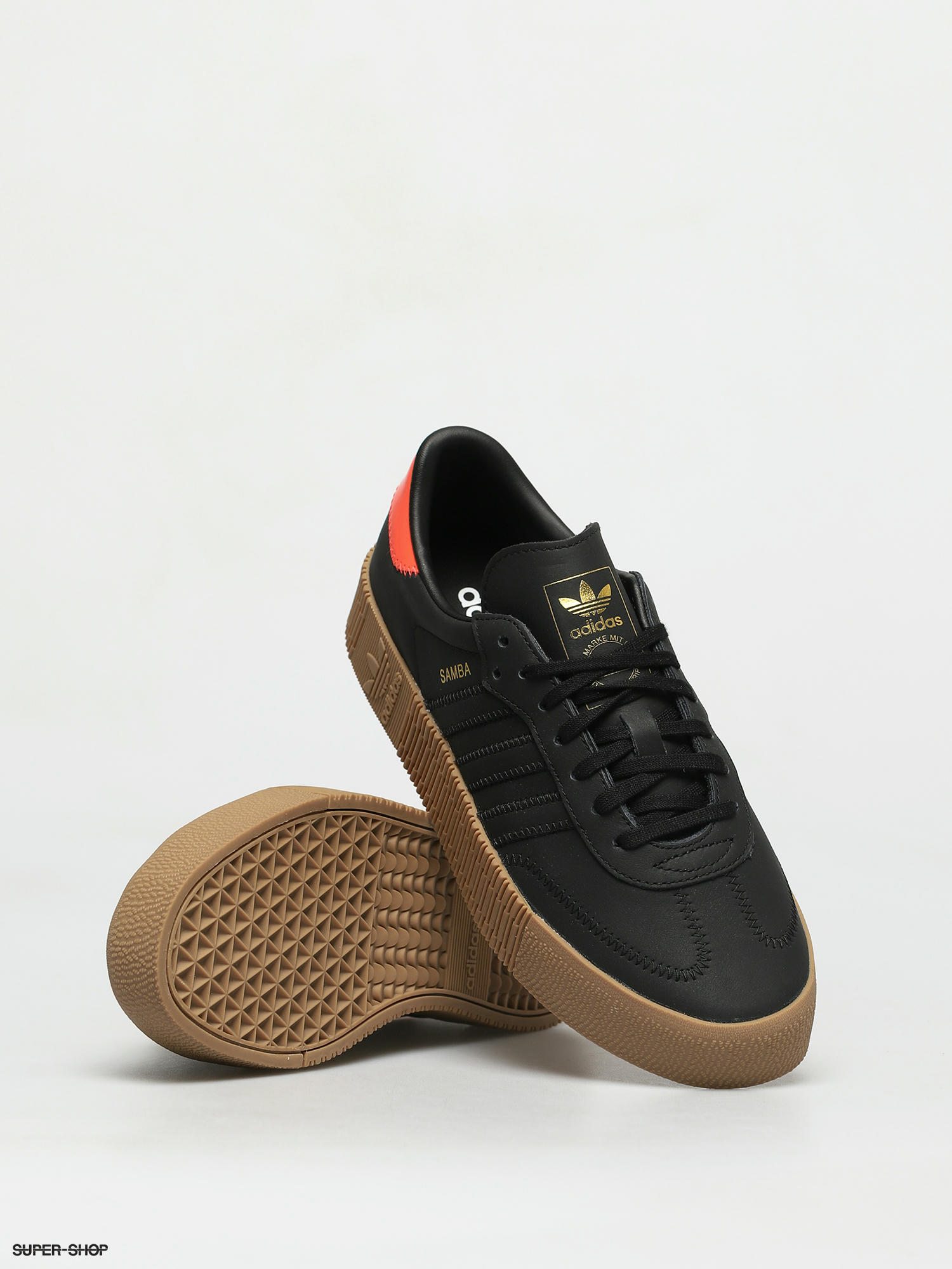 Adidas originals samba rose trainers in best sale black with gum sole