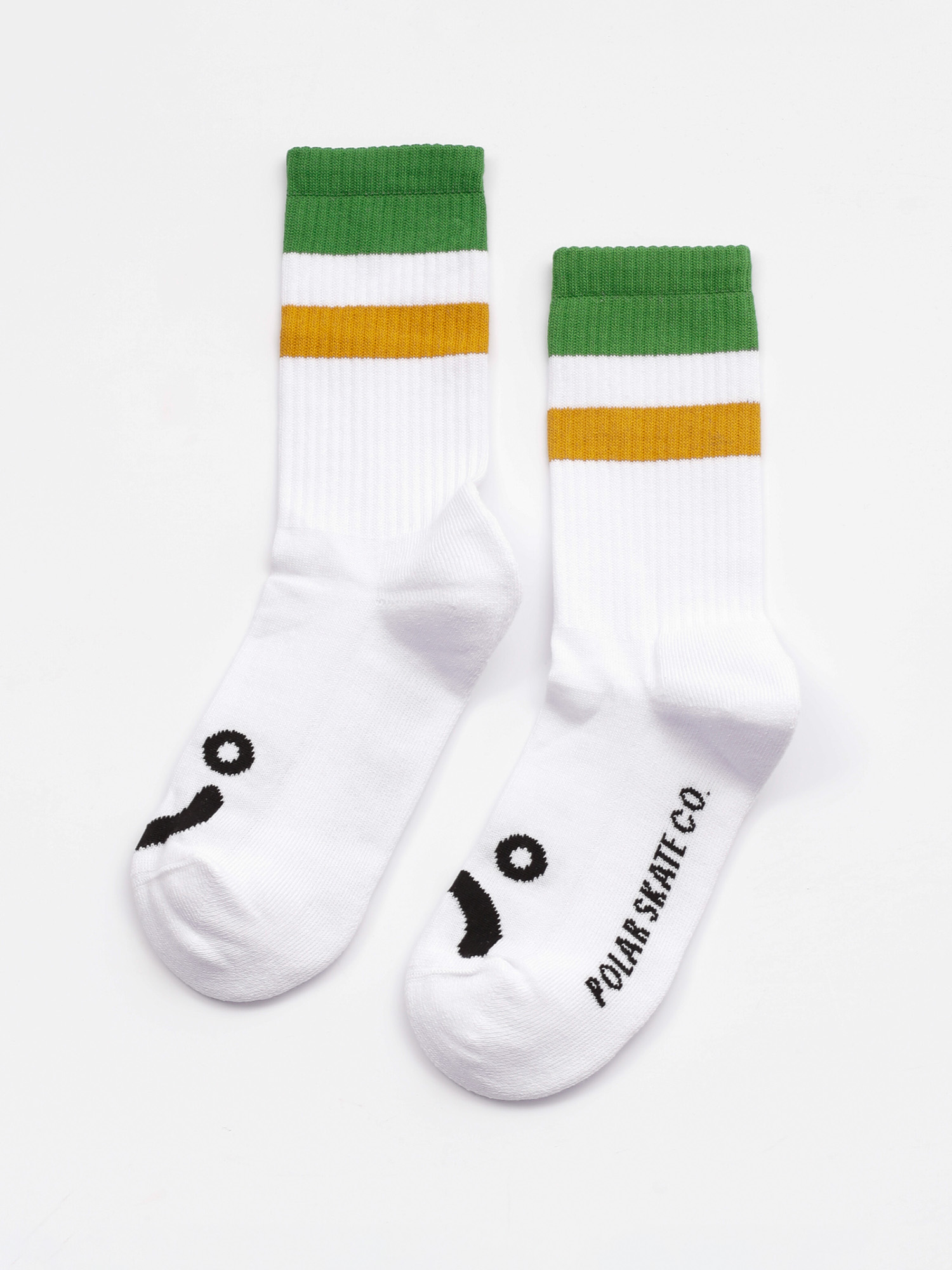 Polar Skate Happy Sad Stripes Socks (green)