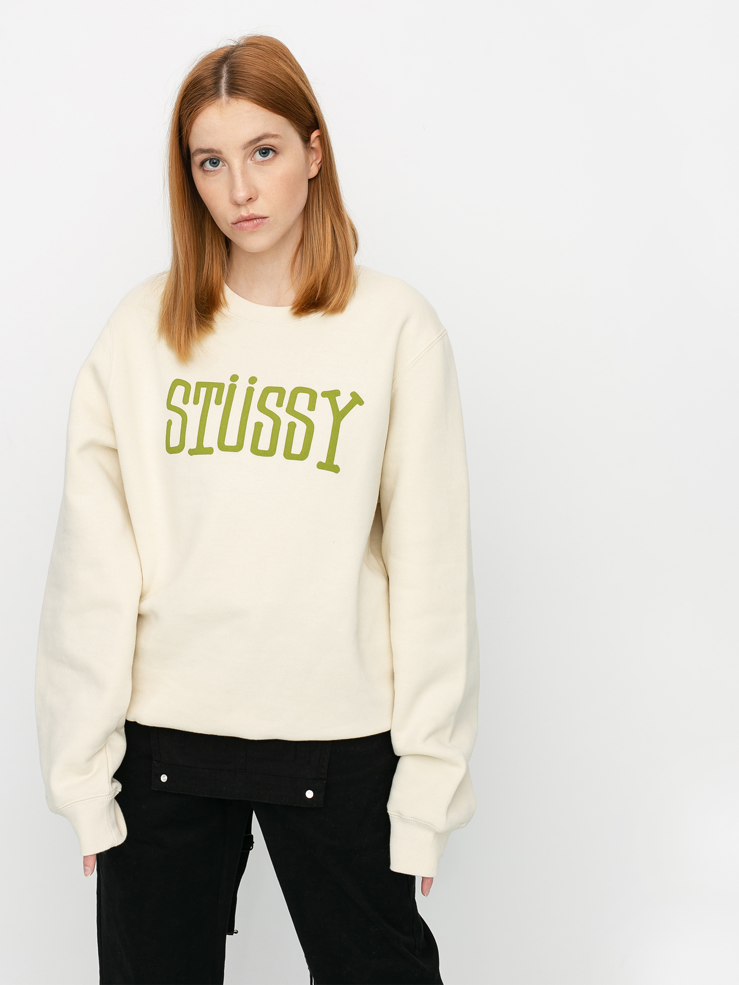 Stussy Block Type Crew Sweatshirt Wmn (cement)
