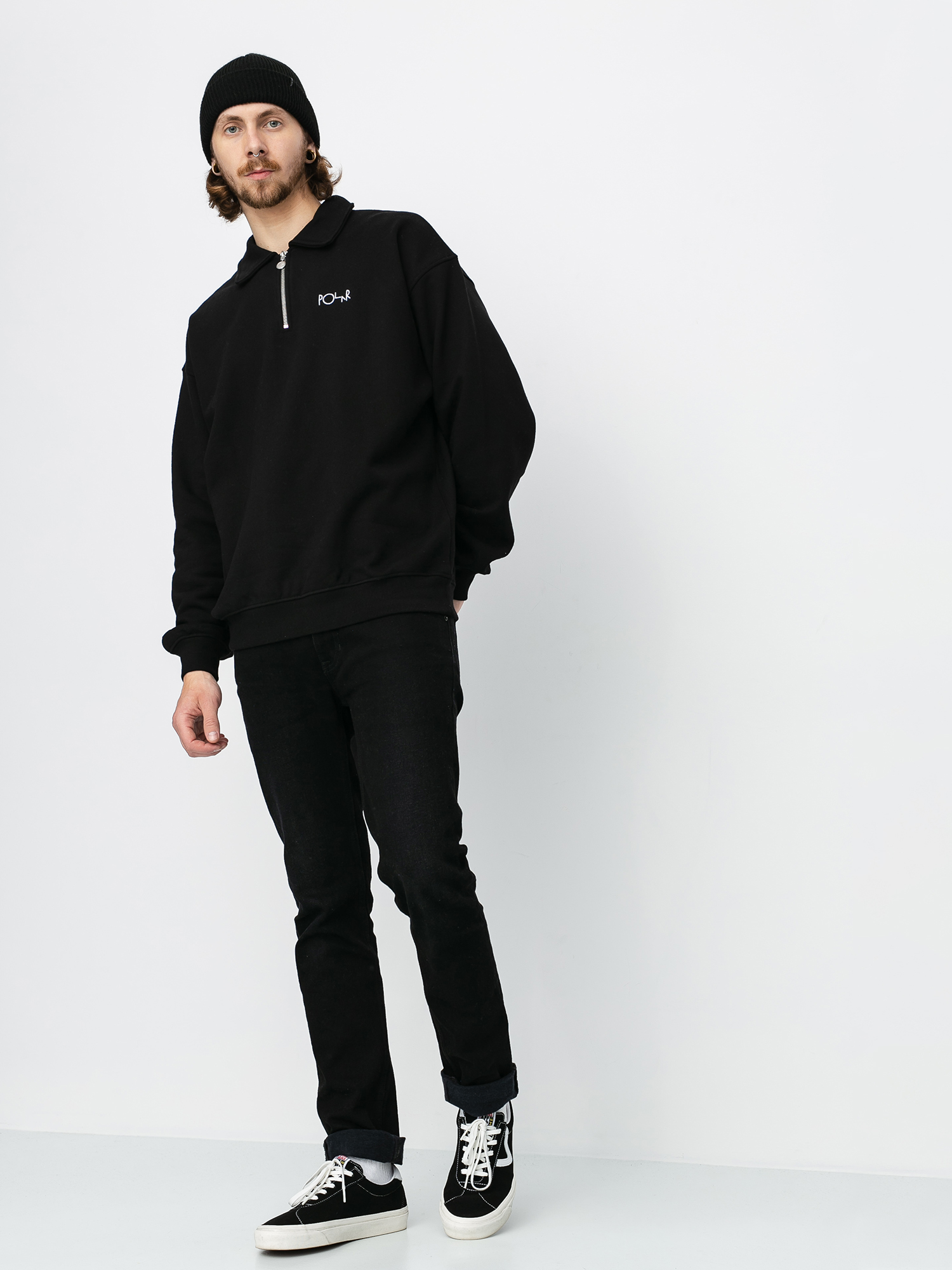 Polar collar zip sweatshirt Clearance