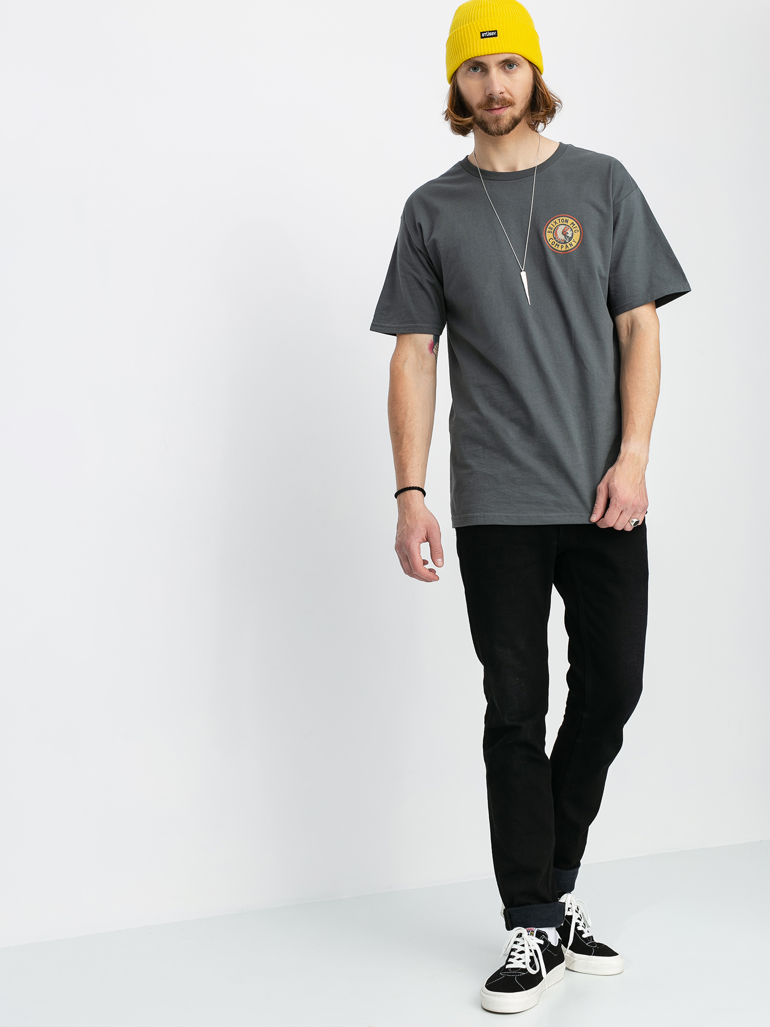 Brixton Rival II Stnd T-shirt (washed black/orange)