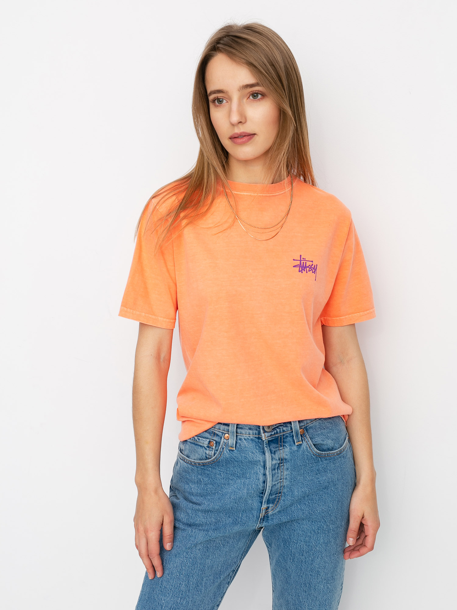 Stussy Basic Pig Dyed T-shirt Wmn (neon orange)