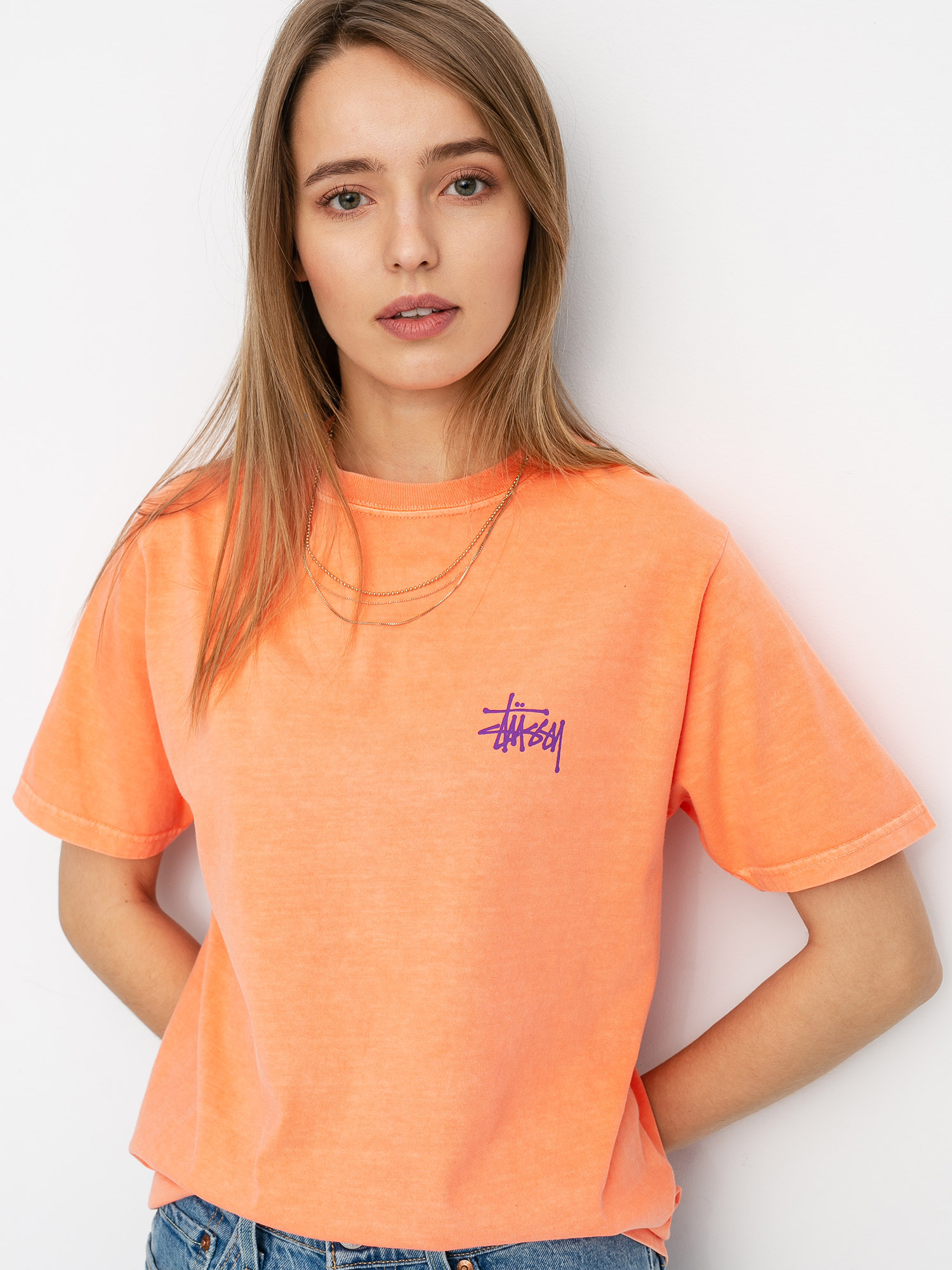 Stussy Basic Pig Dyed T-shirt Wmn (neon orange)