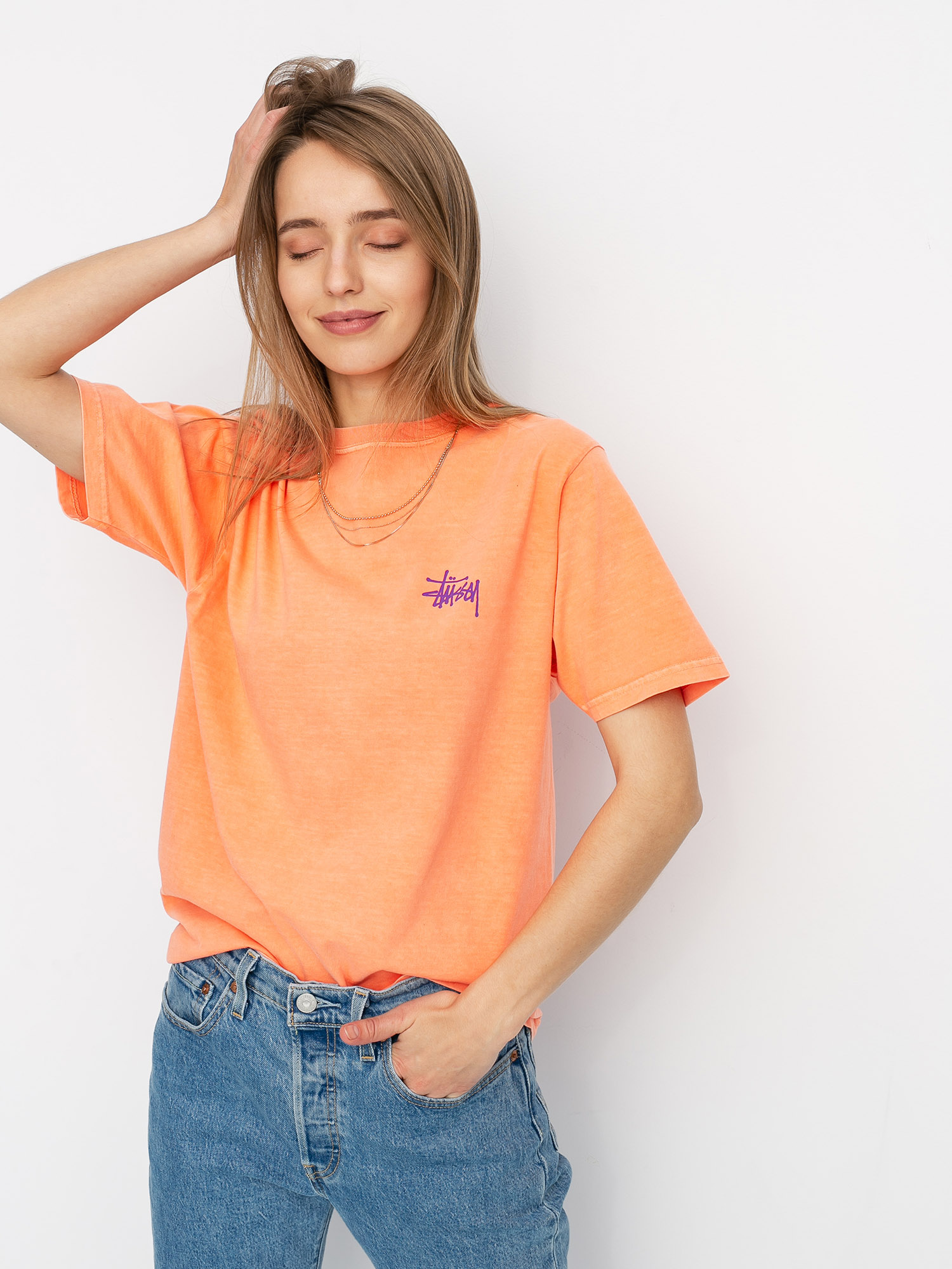 Stussy Basic Pig Dyed T-shirt Wmn (neon orange)