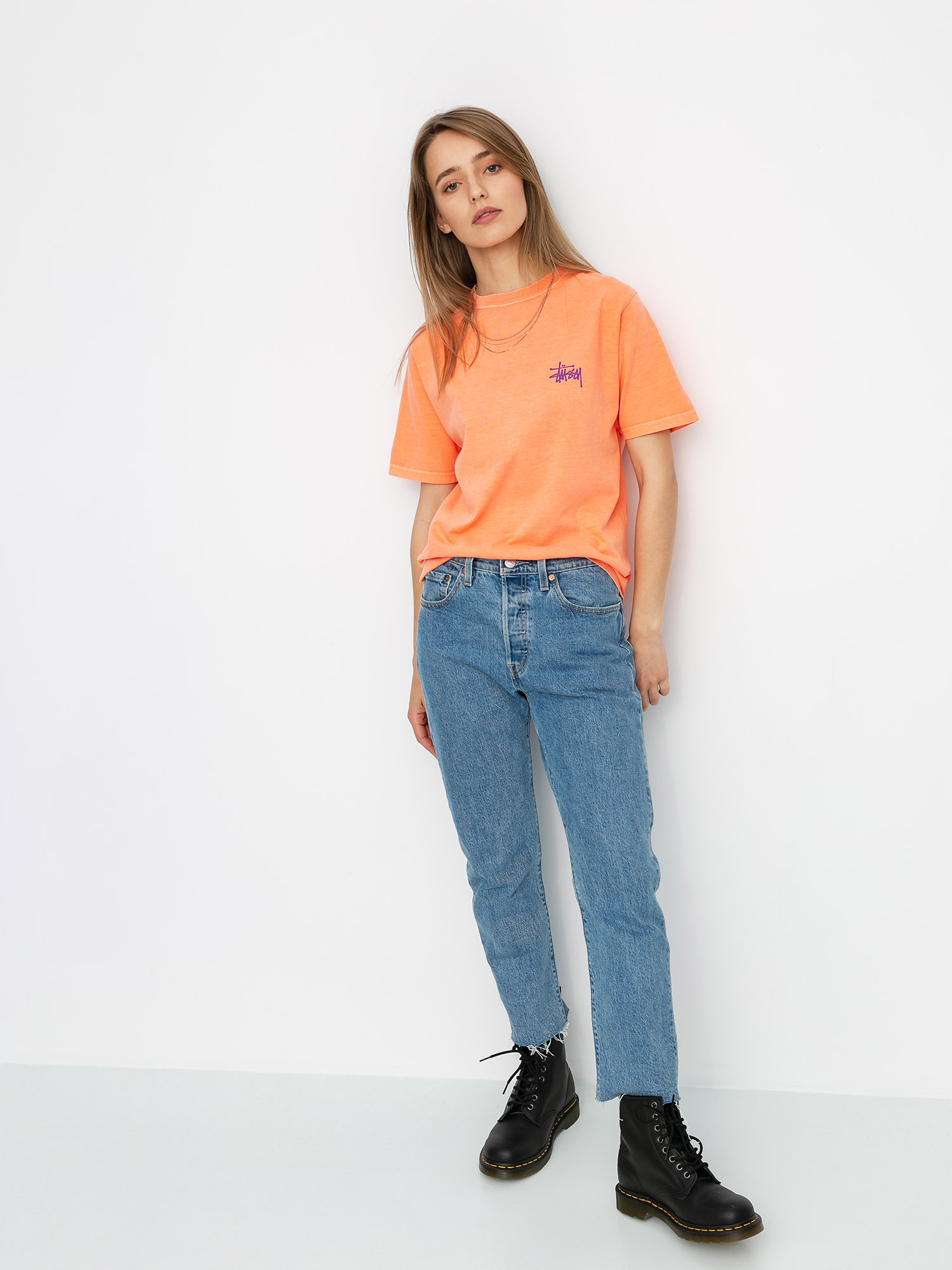 Stussy Basic Pig Dyed T-shirt Wmn (neon orange)