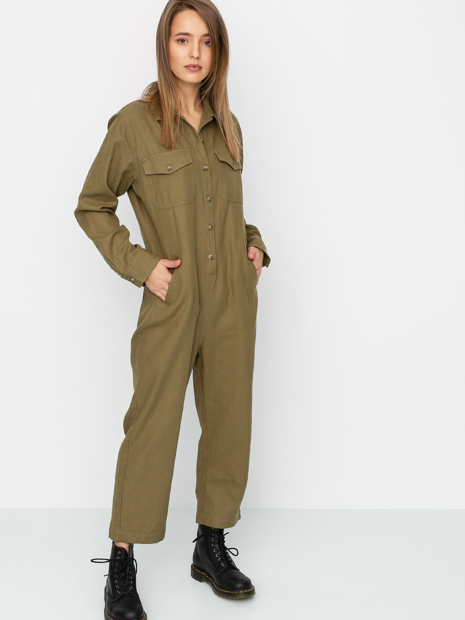 Brixton Melbourne Crop Overall Wmn green (washed olive)