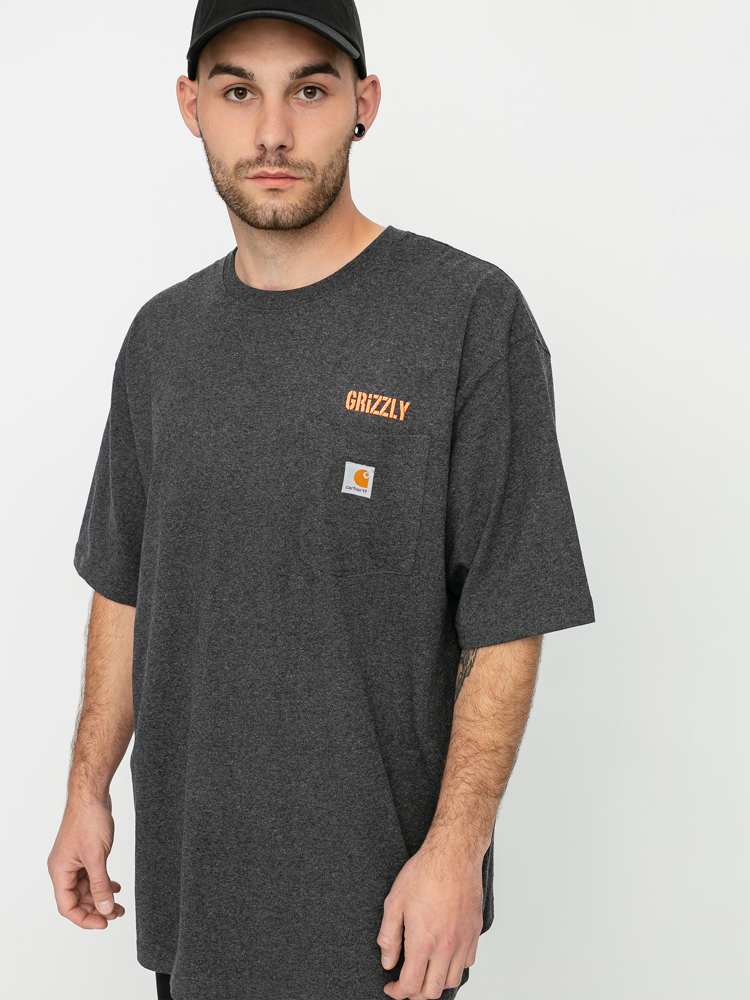 Grizzly Griptape X Carhartt Stamp Work Pocket T-shirt (heather charcoal)