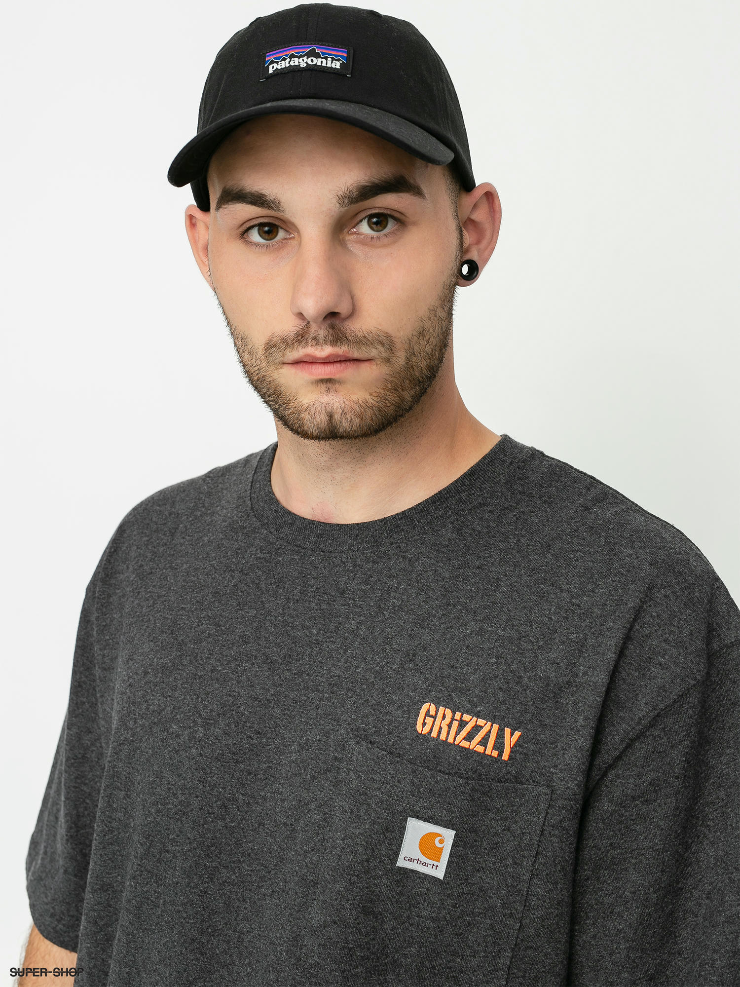 Niende blandt Oh Grizzly Griptape X Carhartt Stamp Work Pocket T-shirt (heather charcoal)
