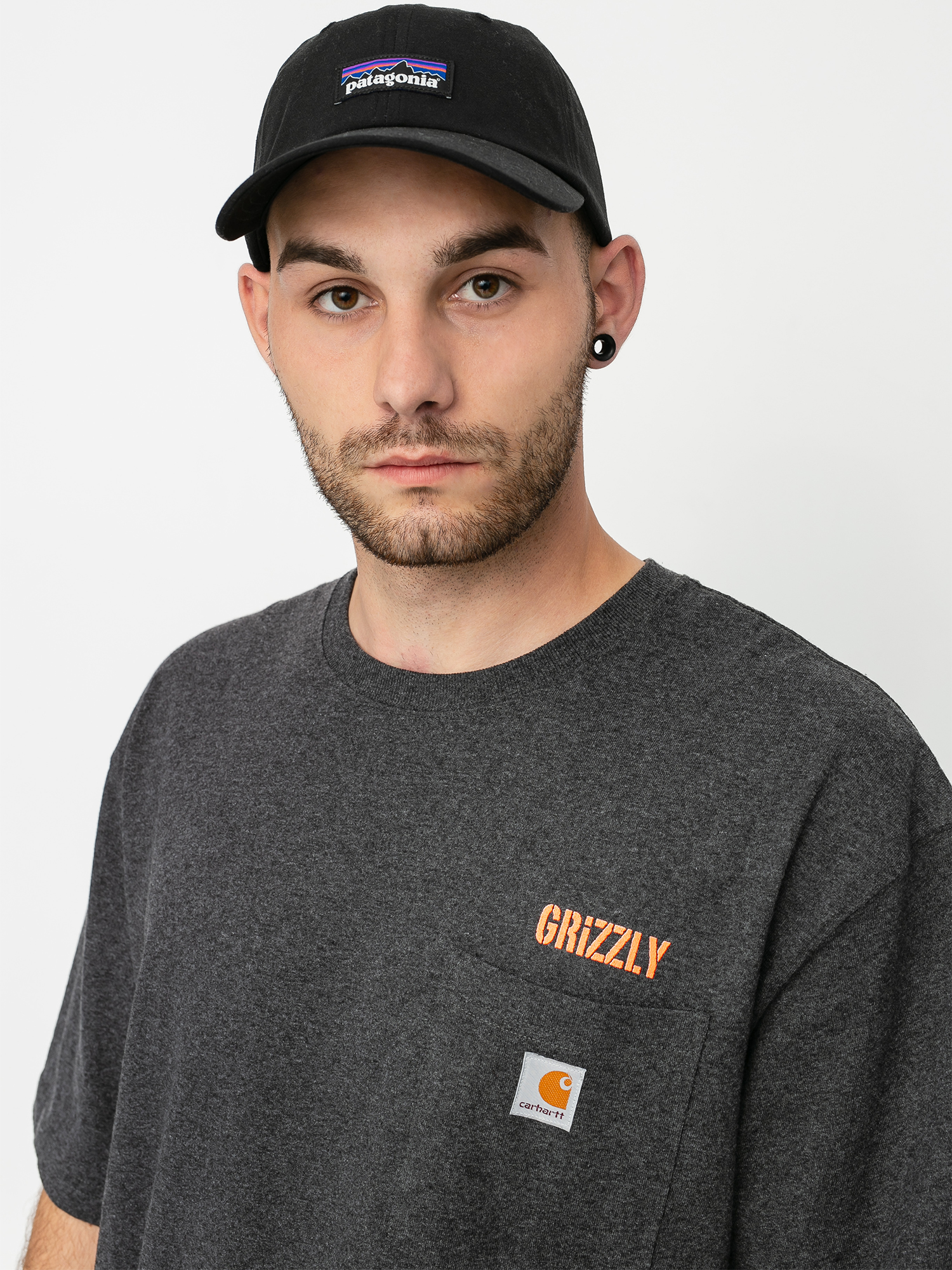 Grizzly Griptape X Carhartt Stamp Work Pocket T-shirt (heather charcoal)