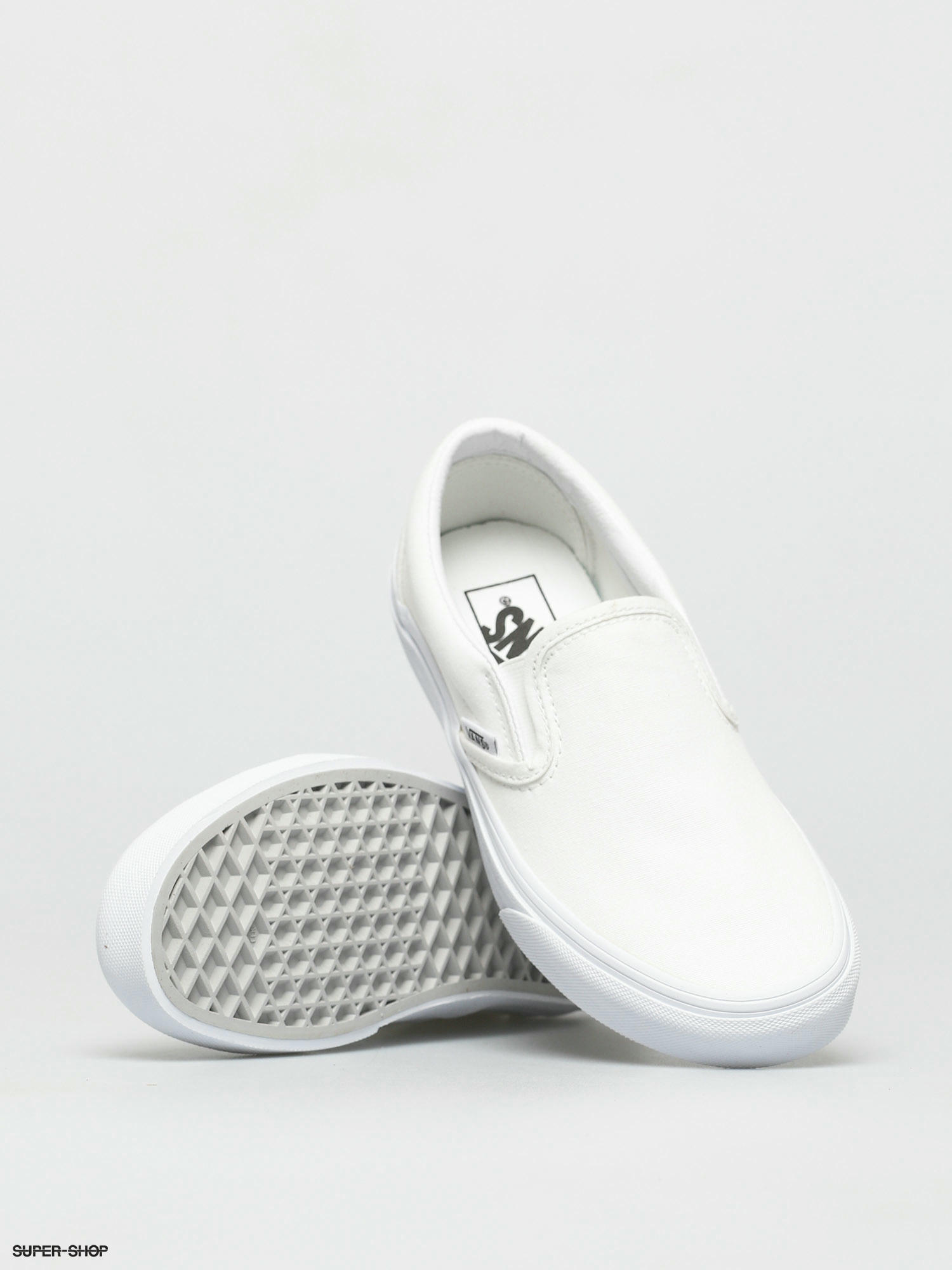 Vans classic slip on true sale white