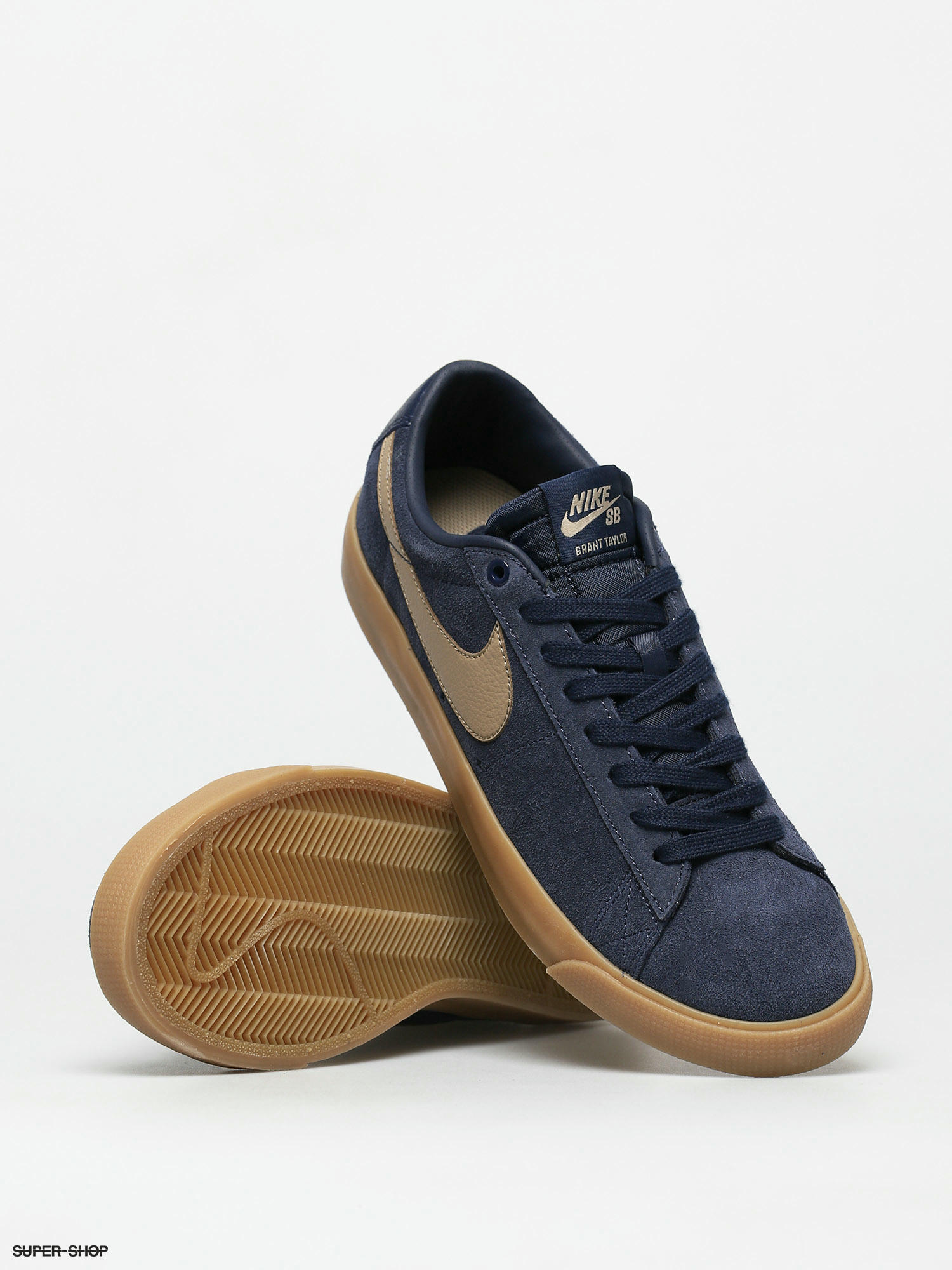 nike sb blazer low gt shoes midnight navy khaki