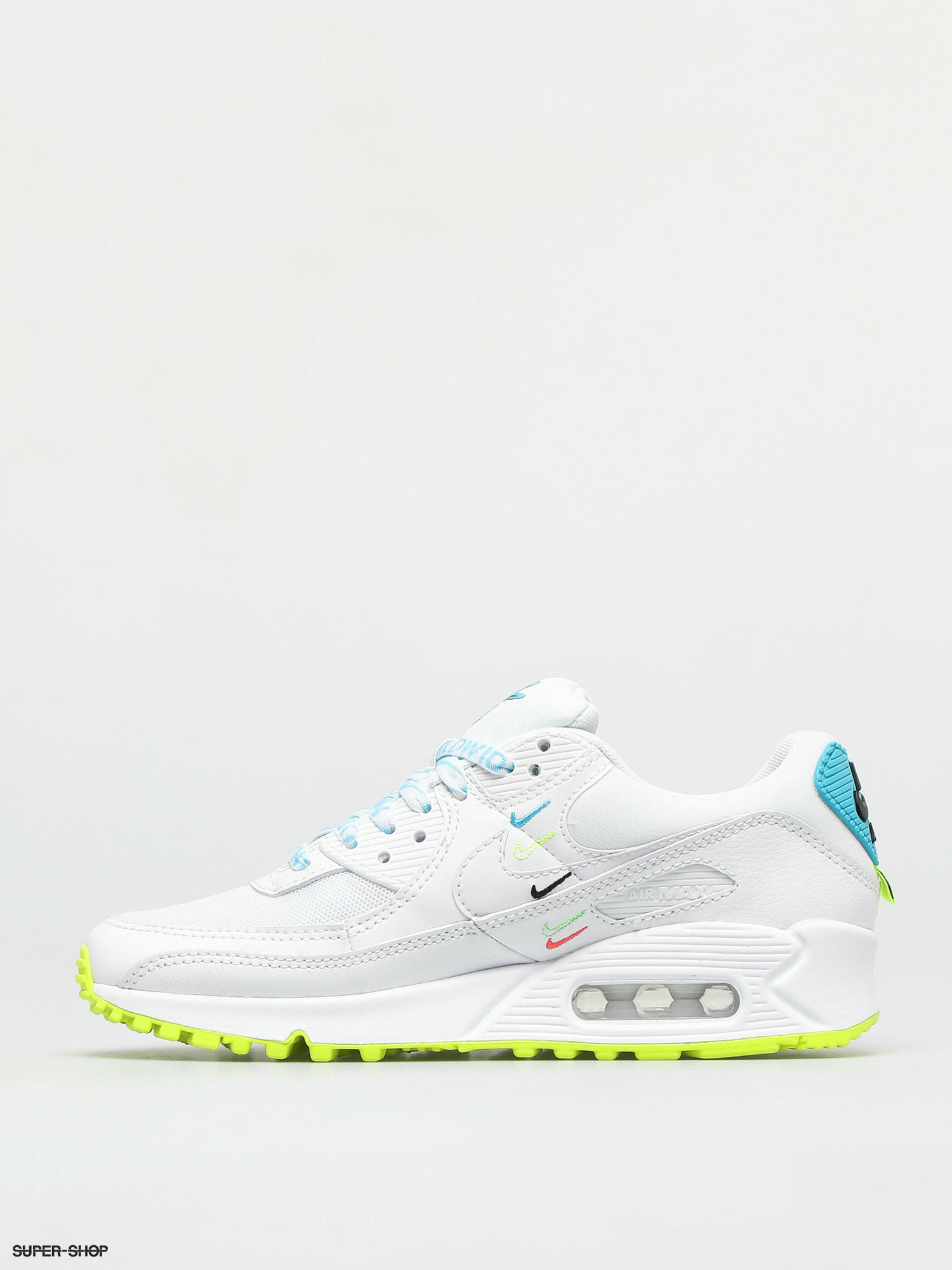 air max 90 trainers white blue fury volt black