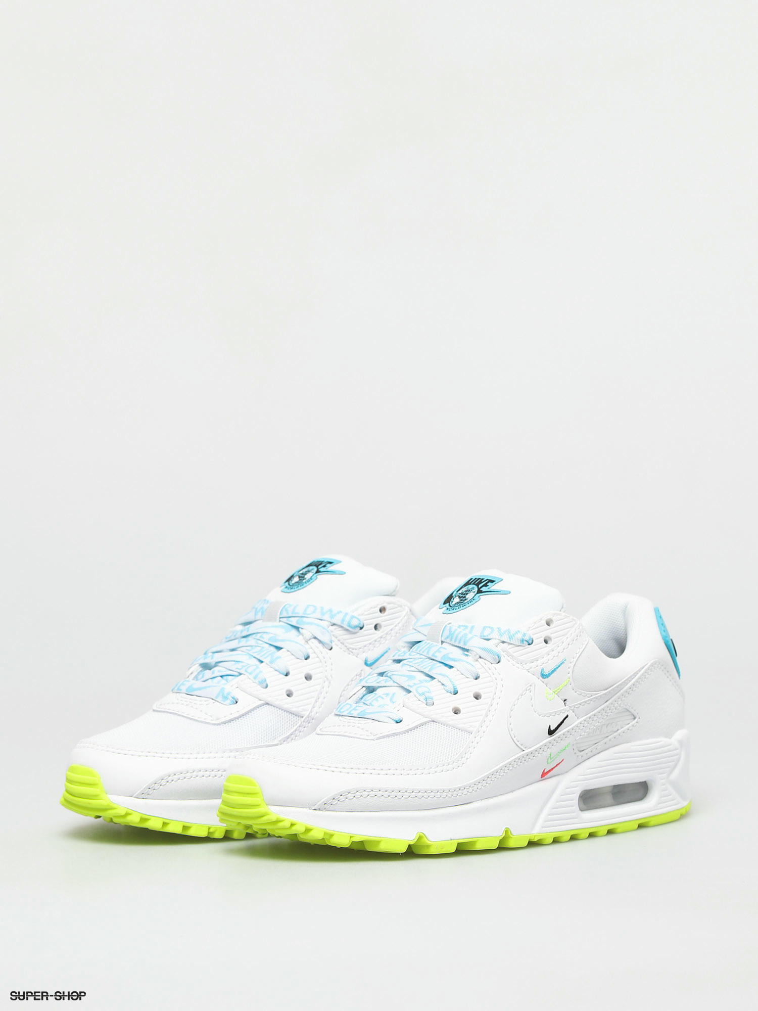 air max 90 trainers white blue fury volt black