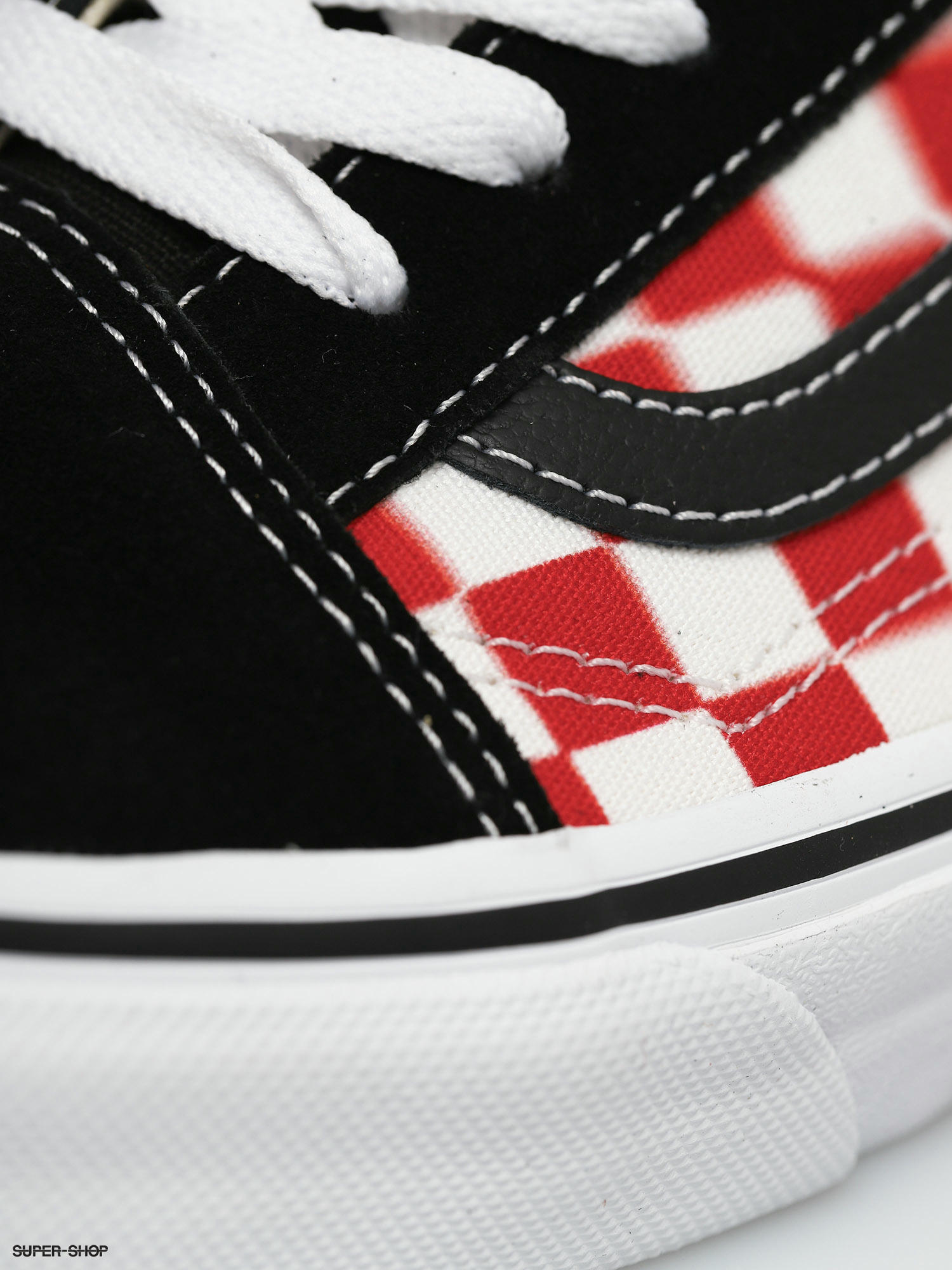 checkered vans old skool red