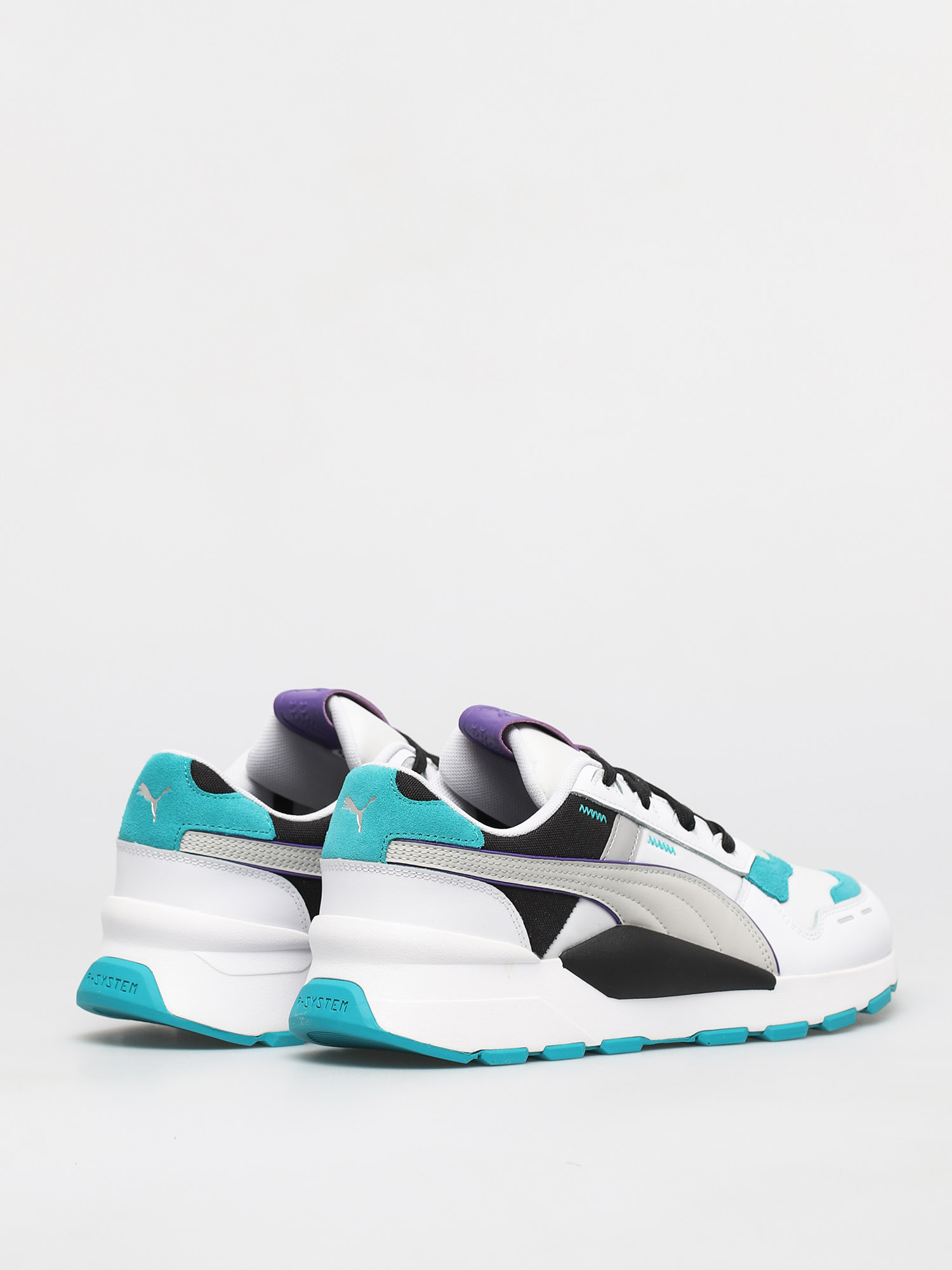 white and purple pumas
