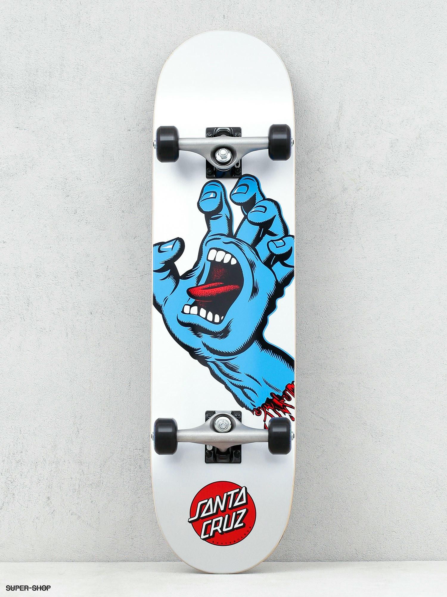 Santa Cruz Screaming Hand Skateboard (silver)