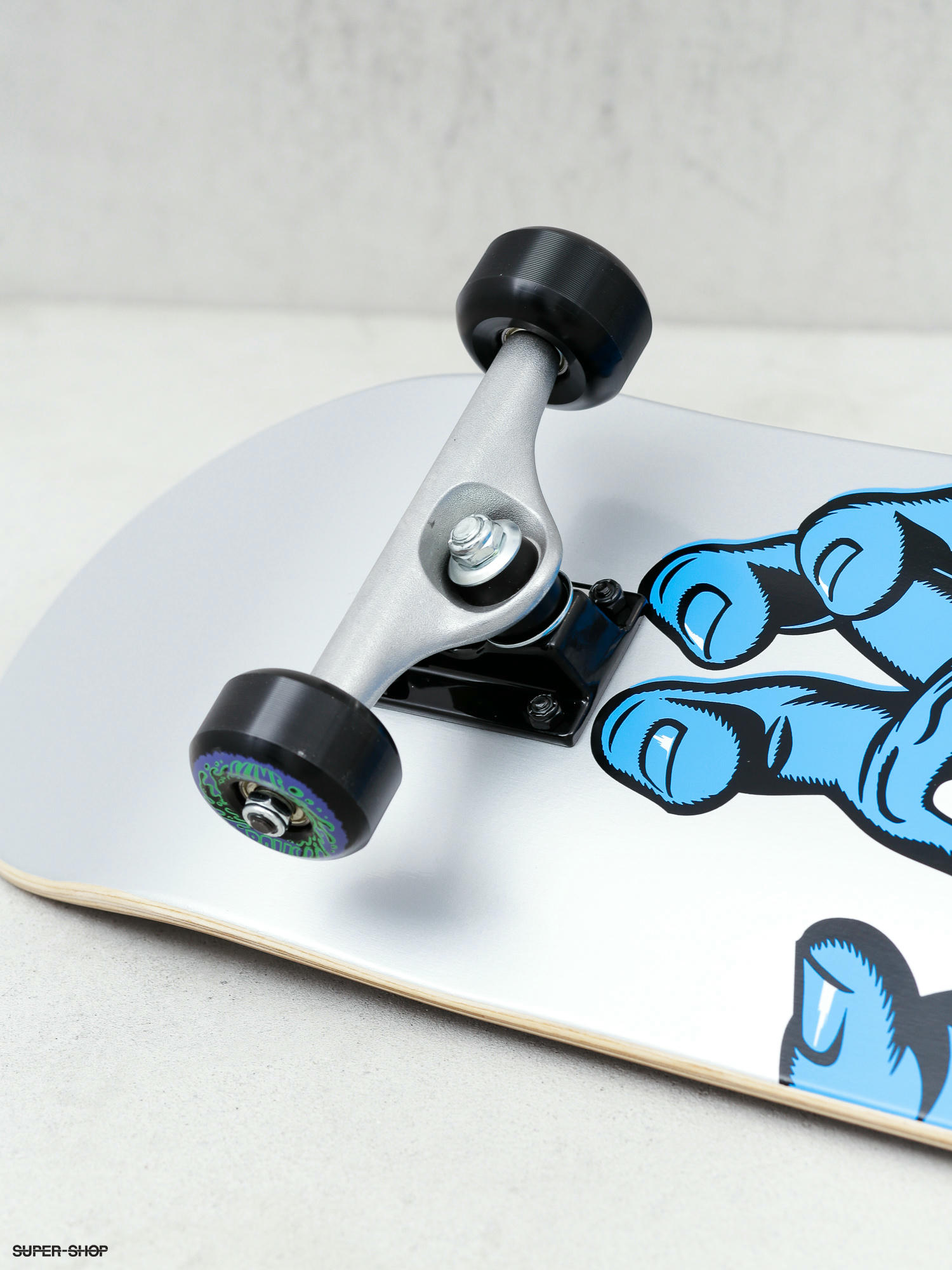 Santa Cruz Screaming Hand Skateboard silver