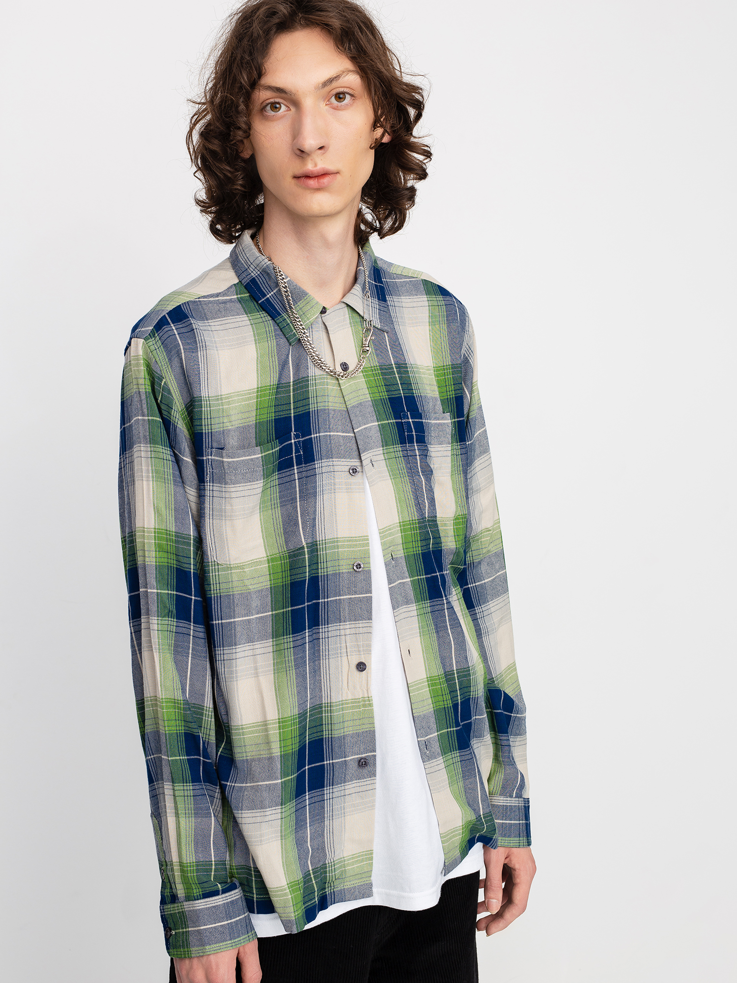 Stussy Rayon Plaid Shirt (blue)