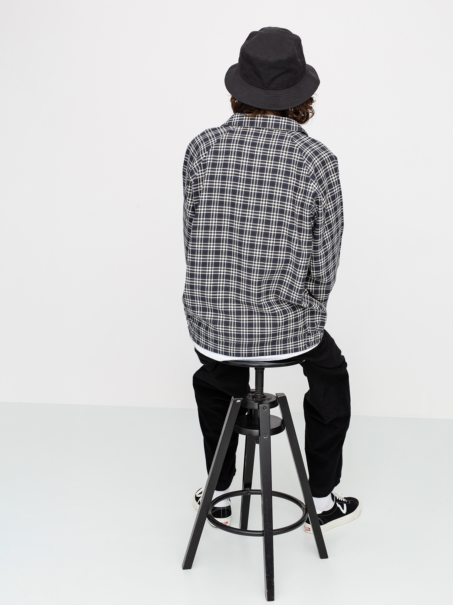 Stussy Plaid Linen Bryan Jacket (navy)