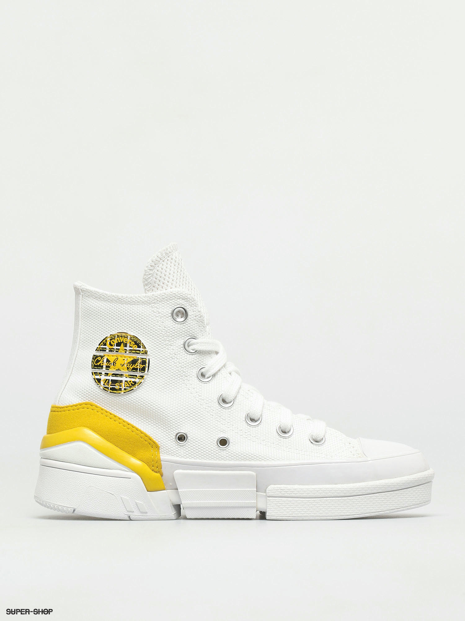 white and yellow converse