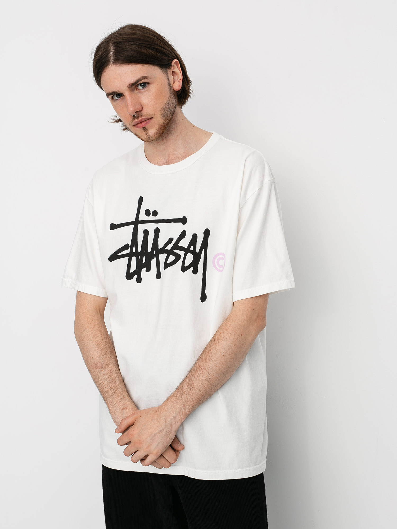 Stussy Basic Logo Pig Dyed T-shirt - white (natural)