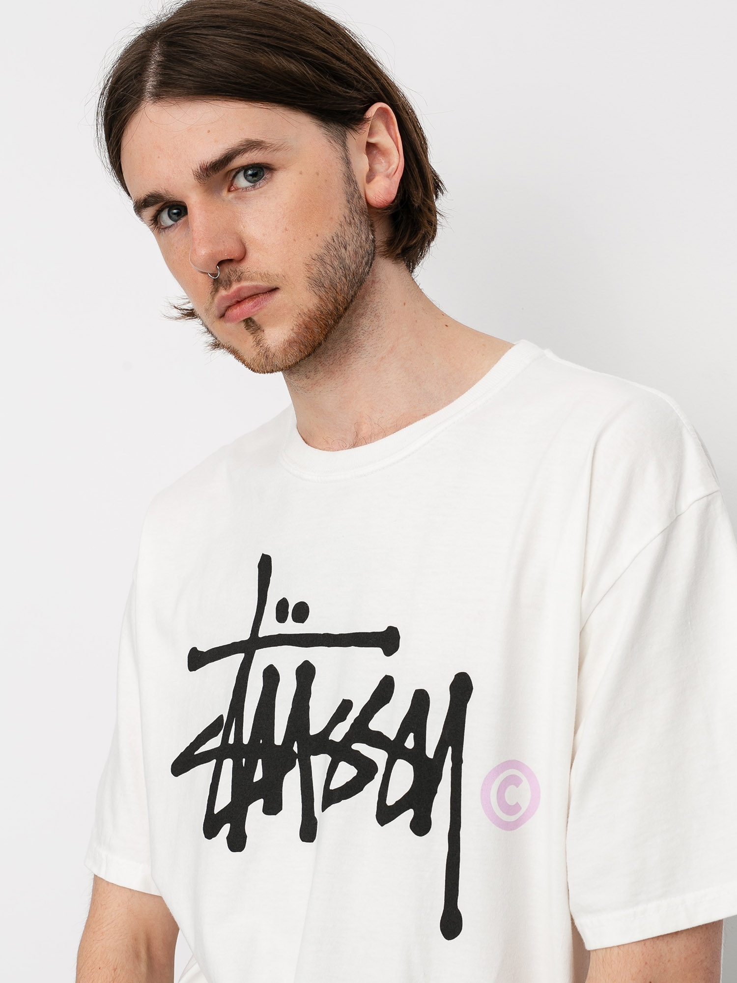 Stussy Basic Logo Pig Dyed T-shirt white (natural)