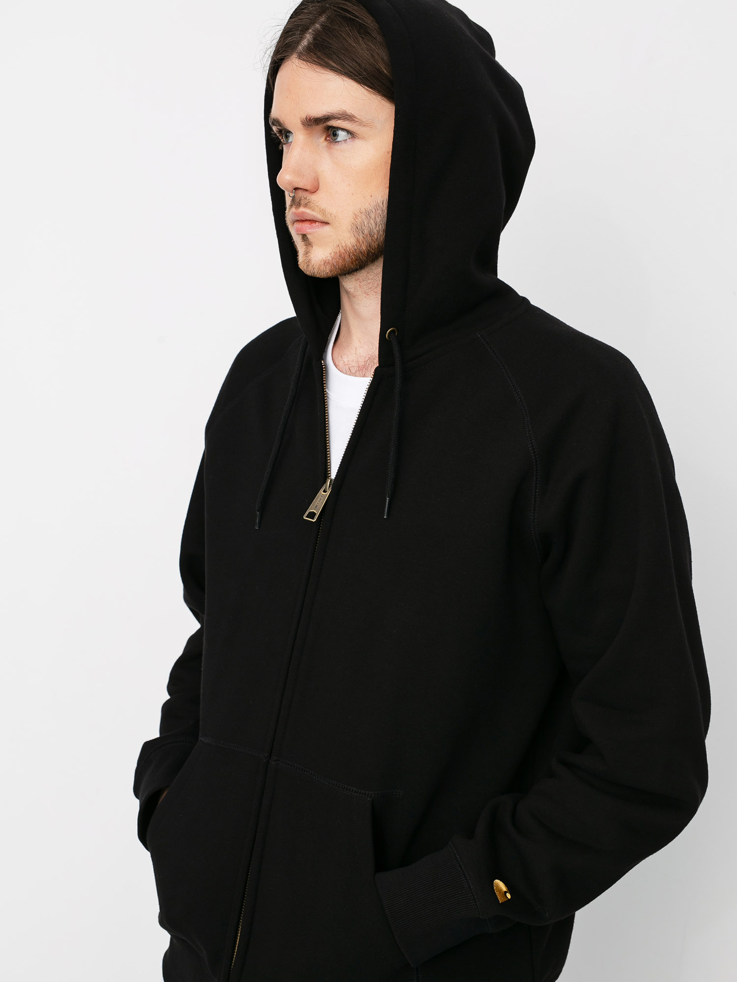 carhartt wip hooded chase sweat black