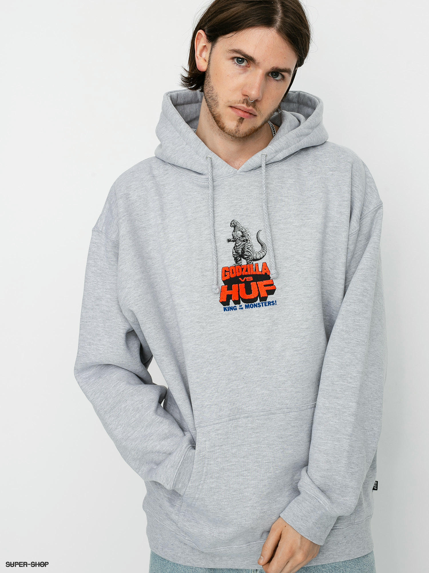 HUF X Godzilla HD Hoodie grey heather