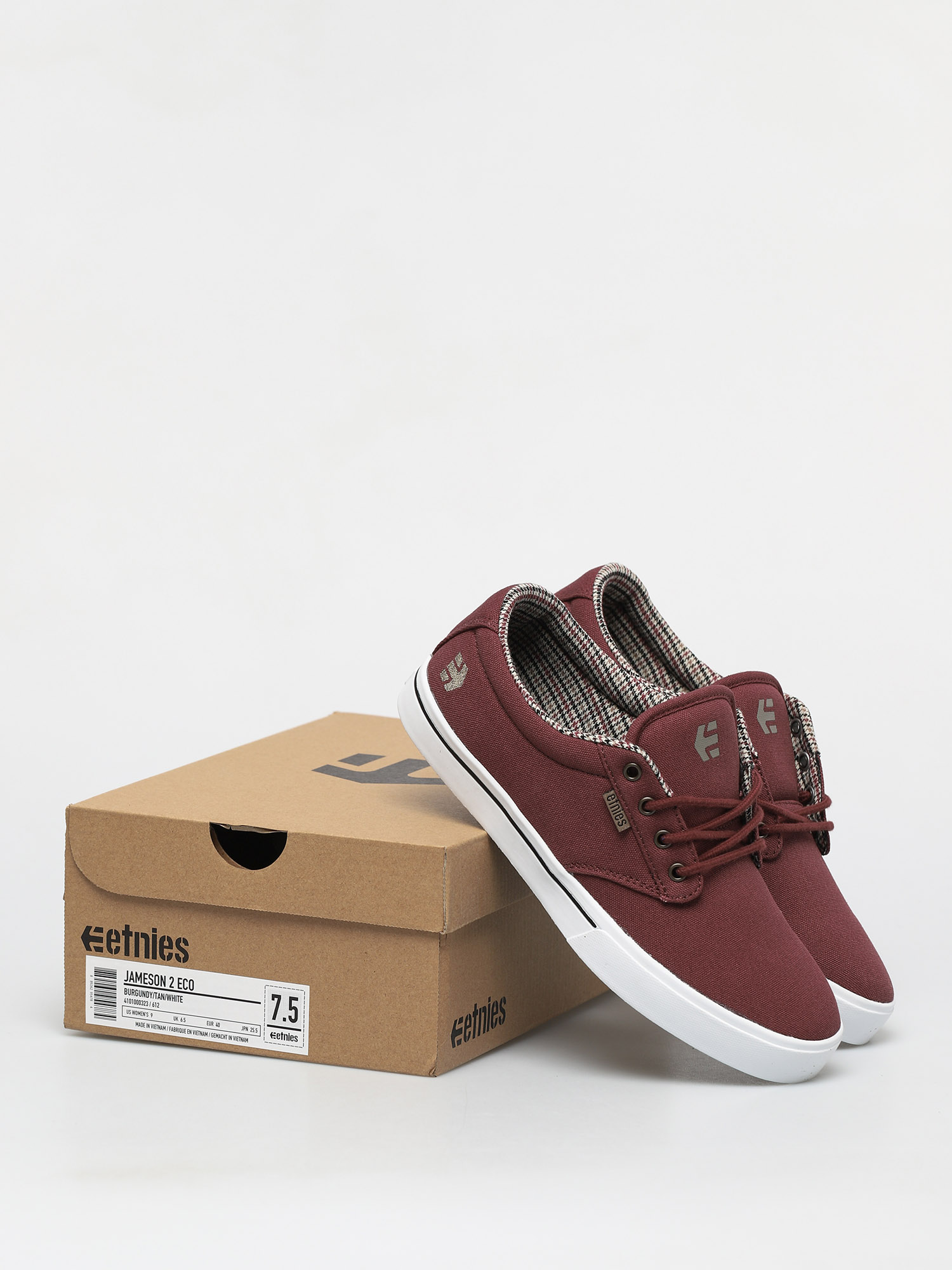 Etnies Jameson 2 Eco Sneakers Maroon Size 10 Skate Low Top Shoes Mens Etnies Jameson 2 Eco Shoes - burgundy (burgundy/tan/white) main image 3