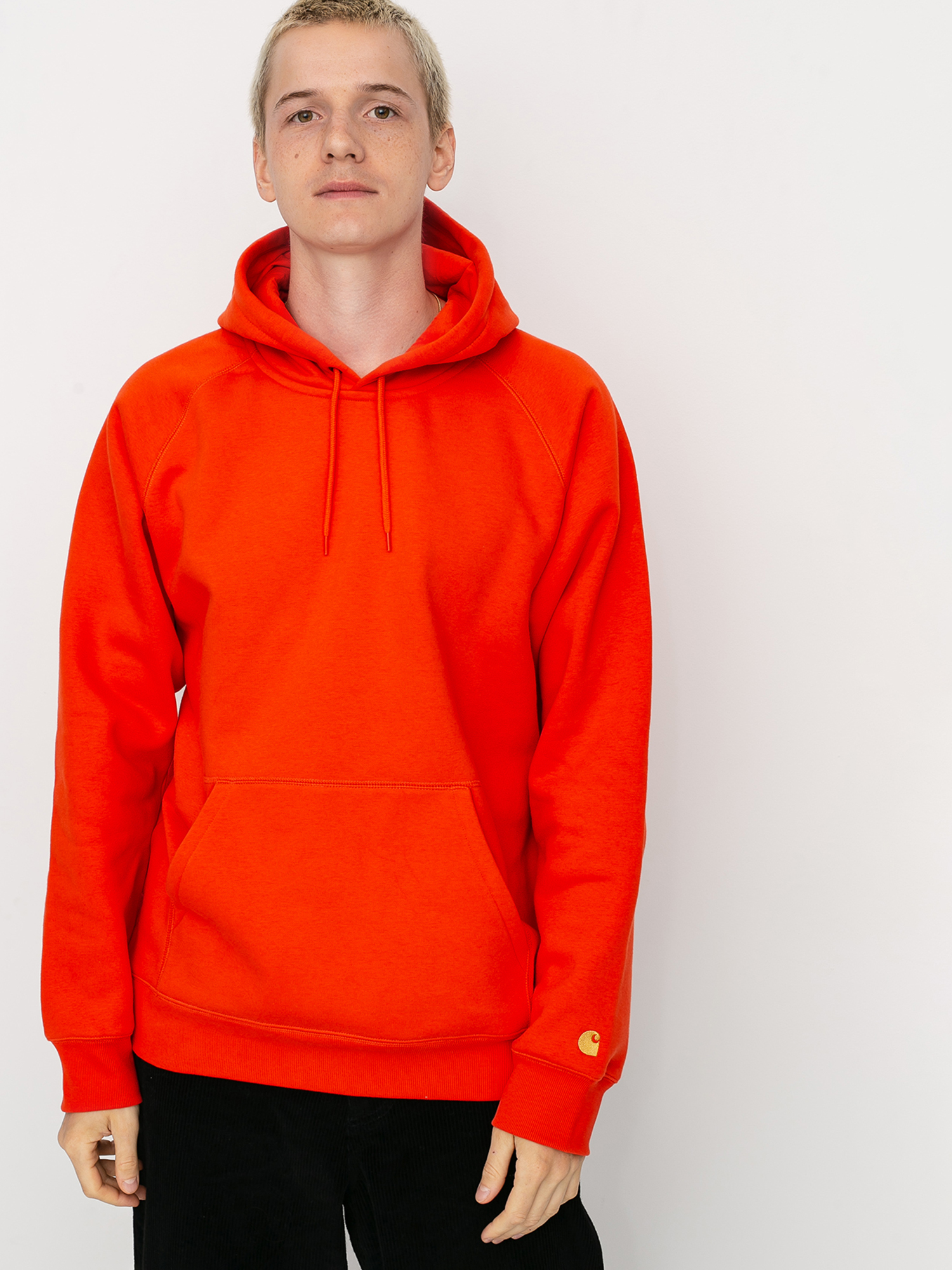 safety orange carhartt sweatshirt