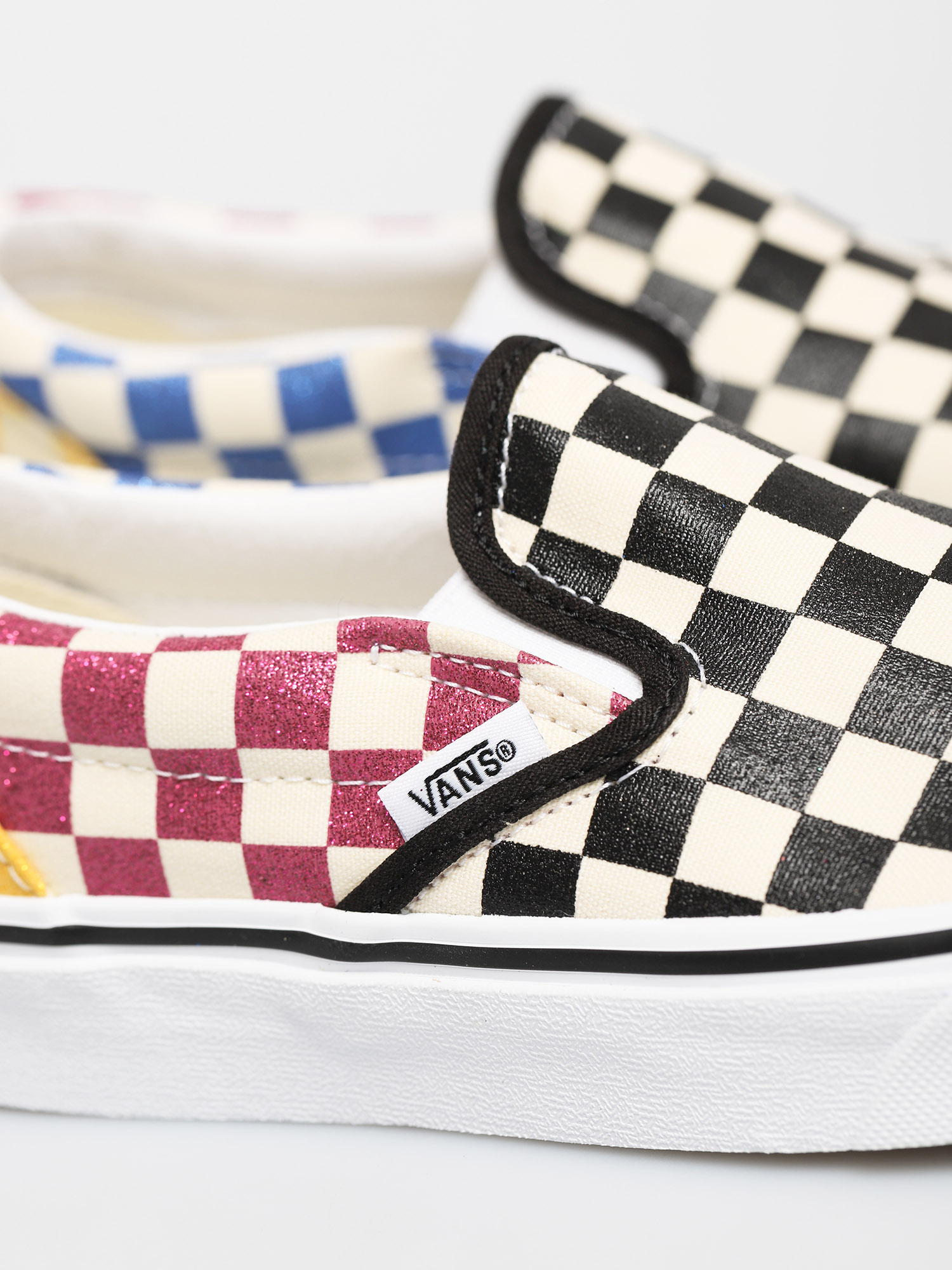 multi glitter check vans