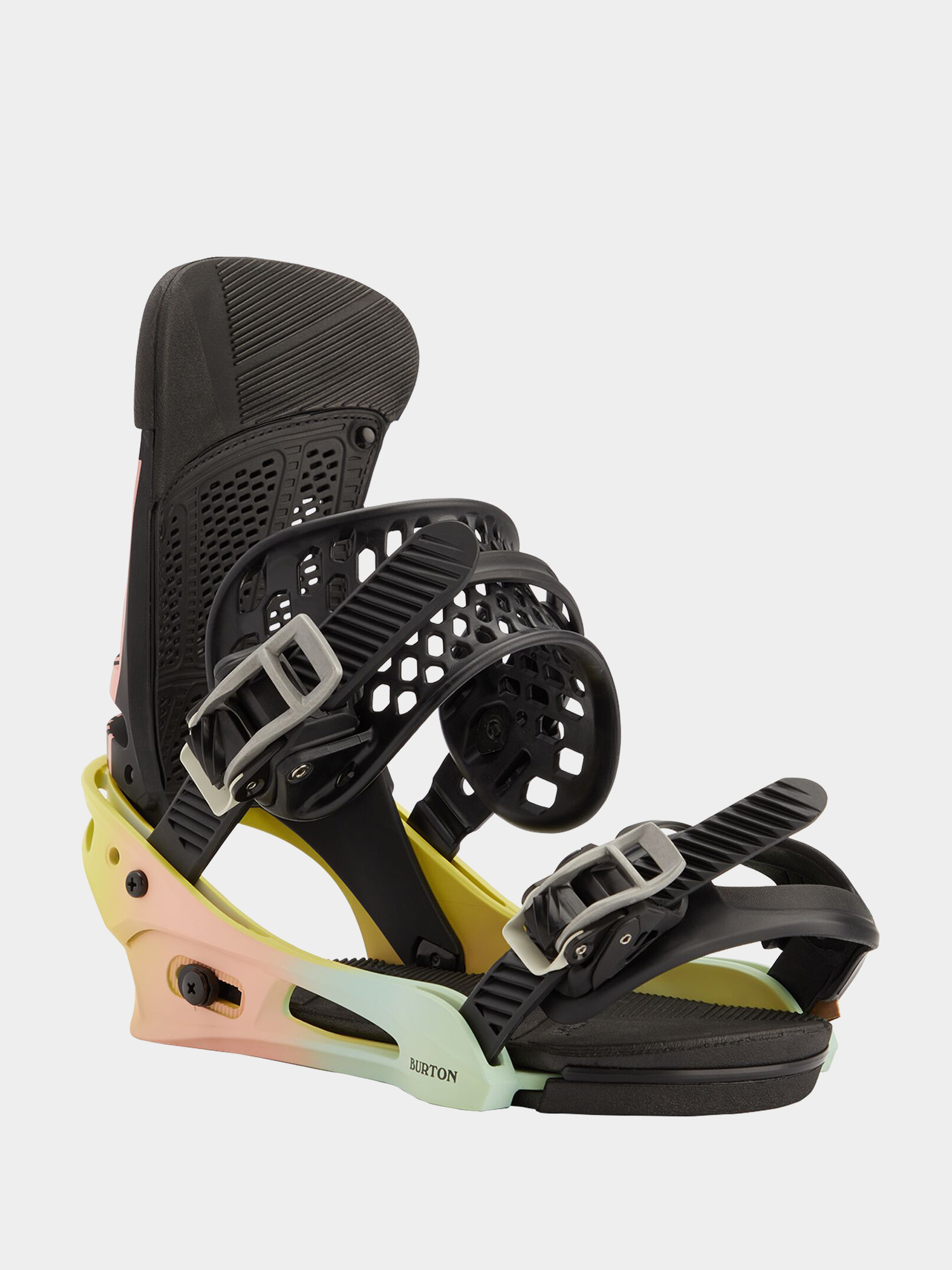 Mens Burton Malavita Snowboard bindings (pink/yellow/blue)