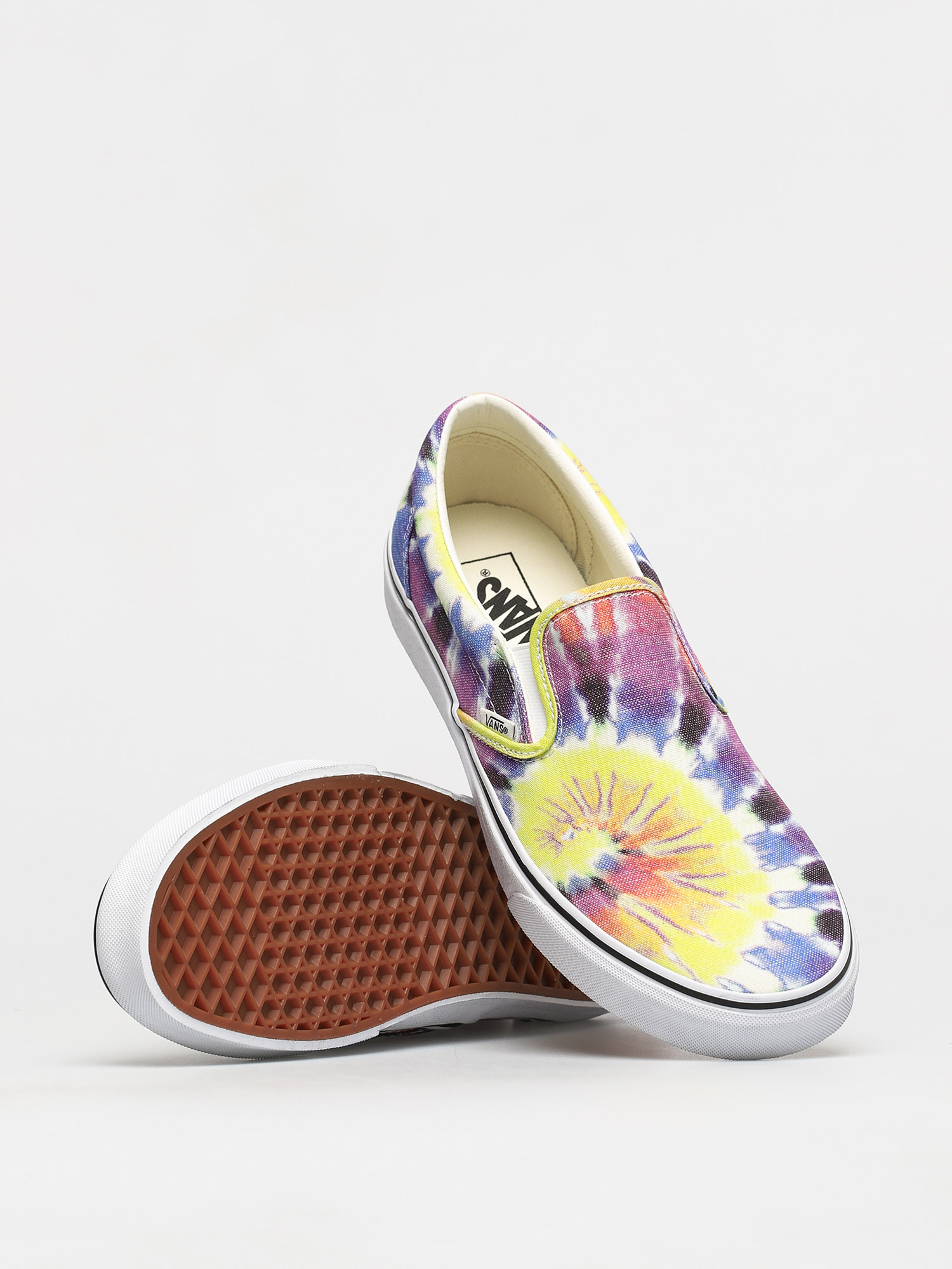 Vans Classic Slip On Shoes (washed/tie dye/true wht)