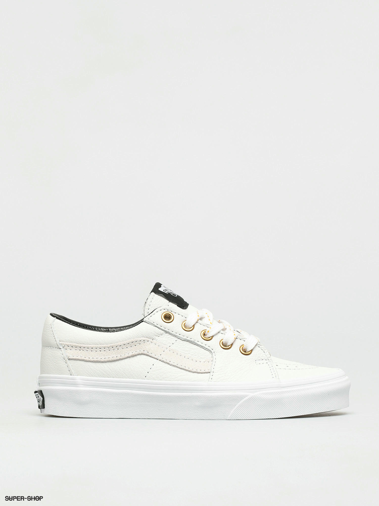 white leather low top vans
