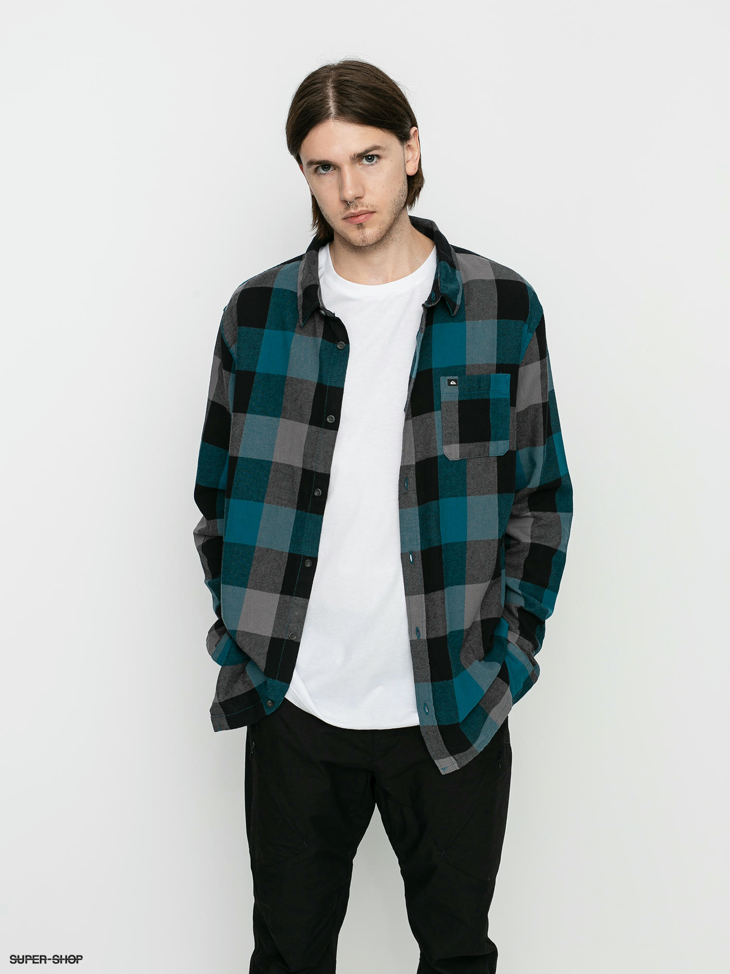 Quiksilver Motherfly Flannel Shirt (blue coral motherfly)