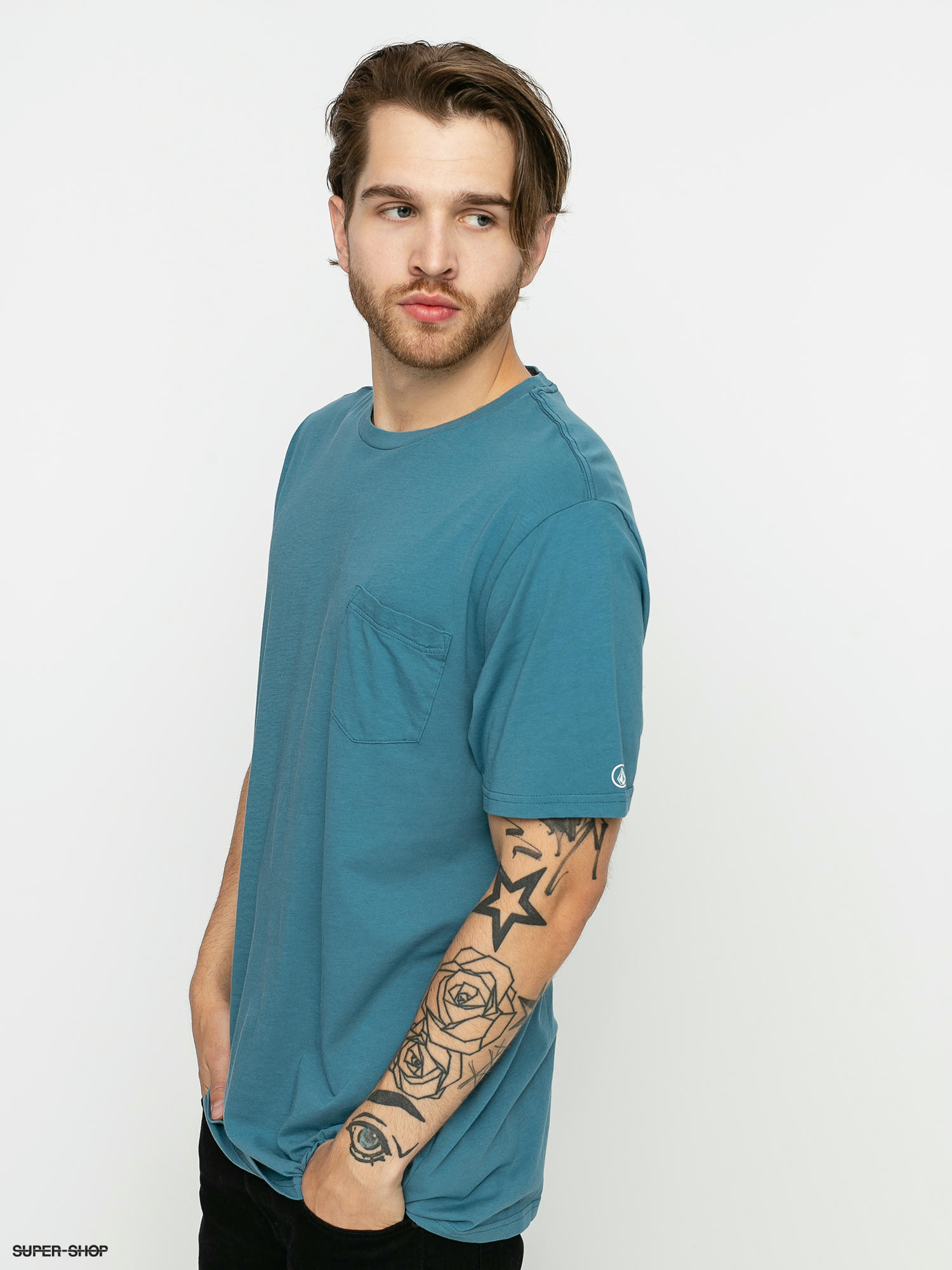 Solid Pocket Crew Neck T-shirt