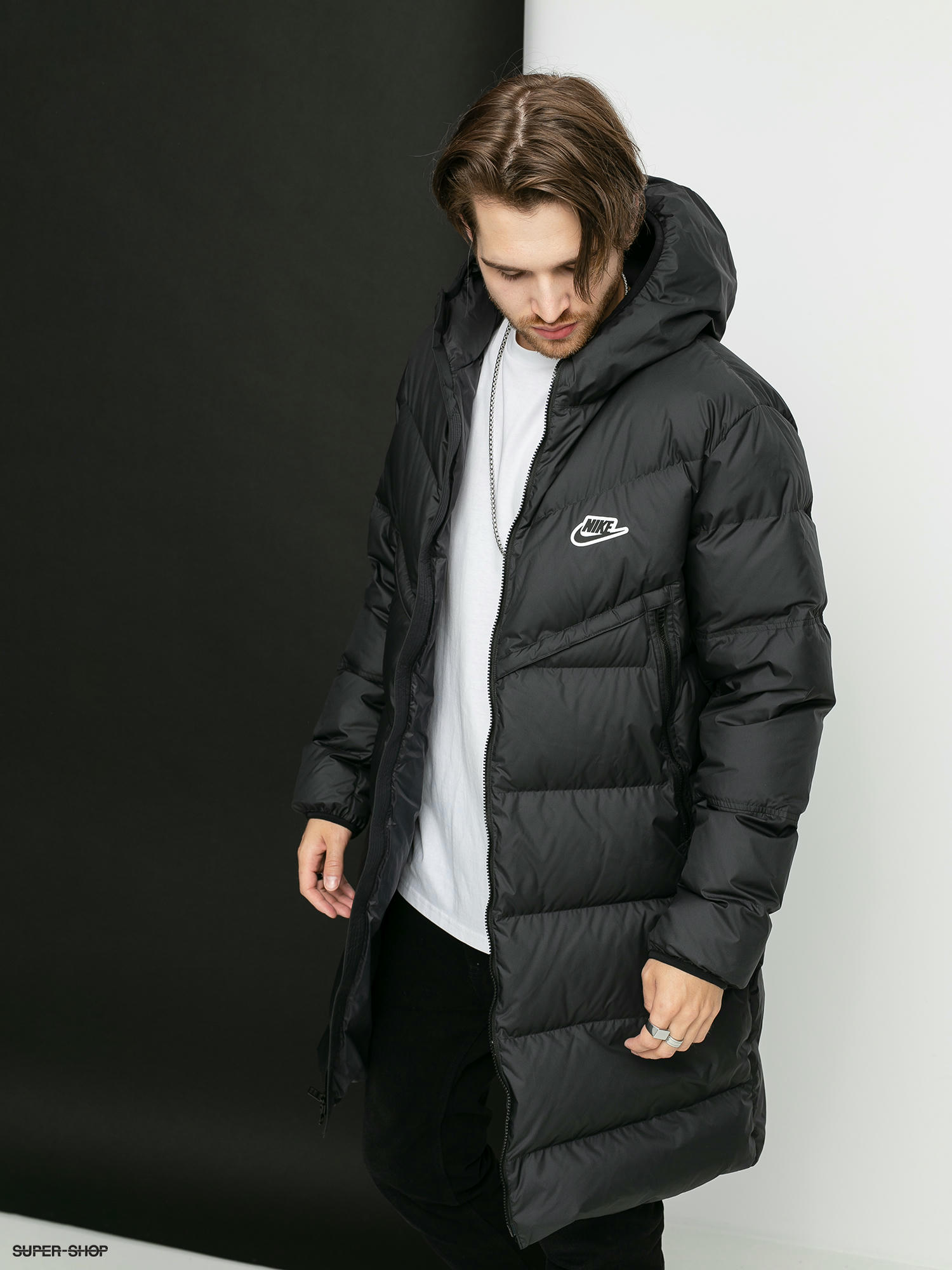 Nike down parka jacket in black sale