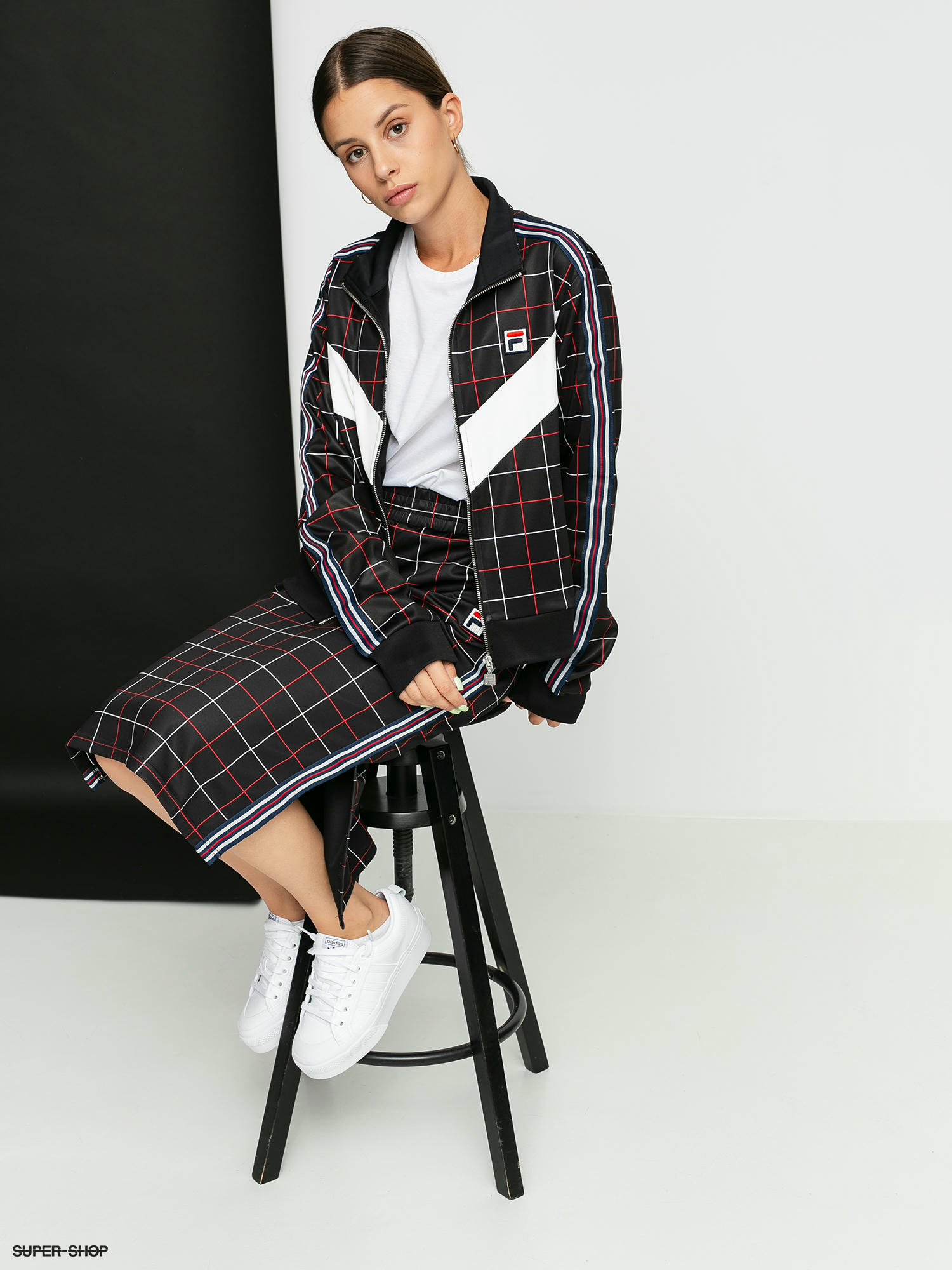 Fila Winta Sweatshirt Wmn black check allover blanc de blanc